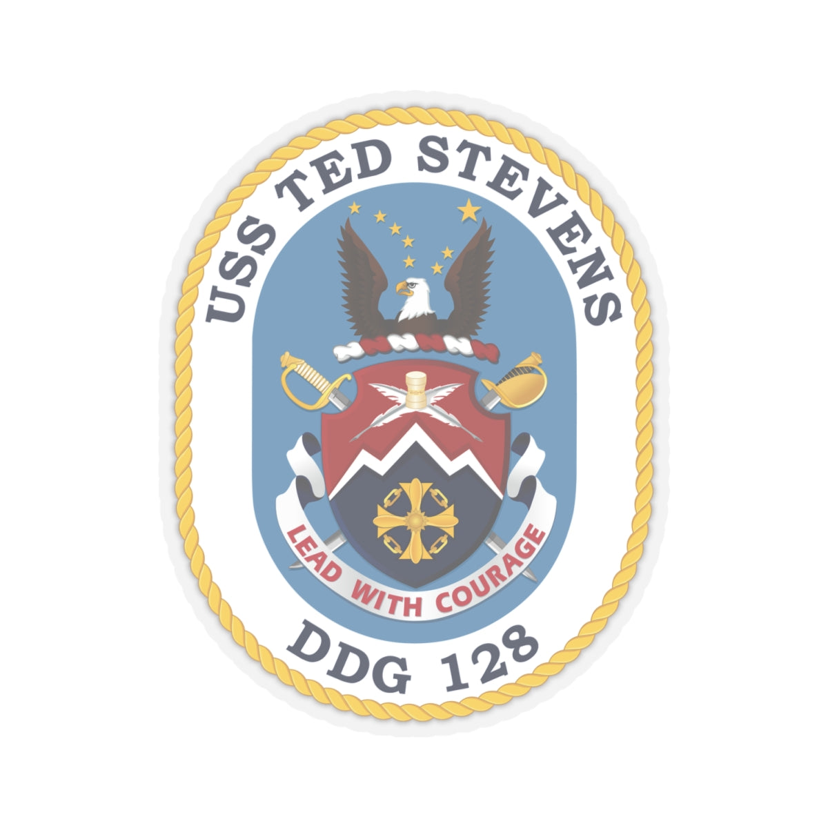 Kiss-Cut Stickers - Navy - USS Ted Stevens (DDG-128) wo txt