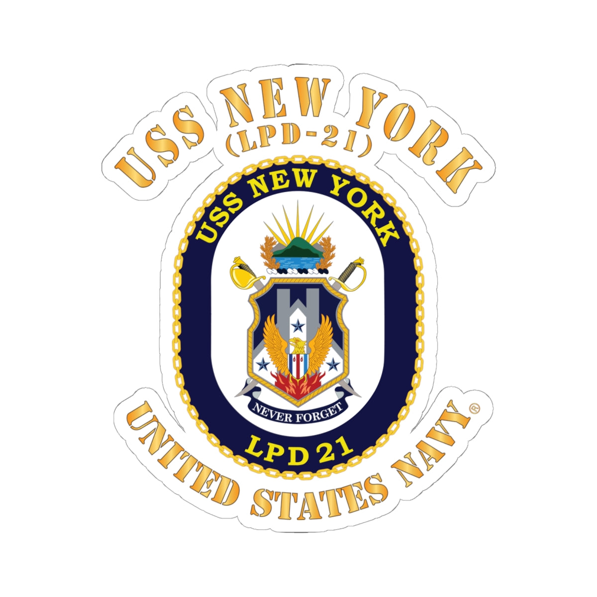 Kiss-Cut Stickers - Navy - USS New York (LPD-21) X 300