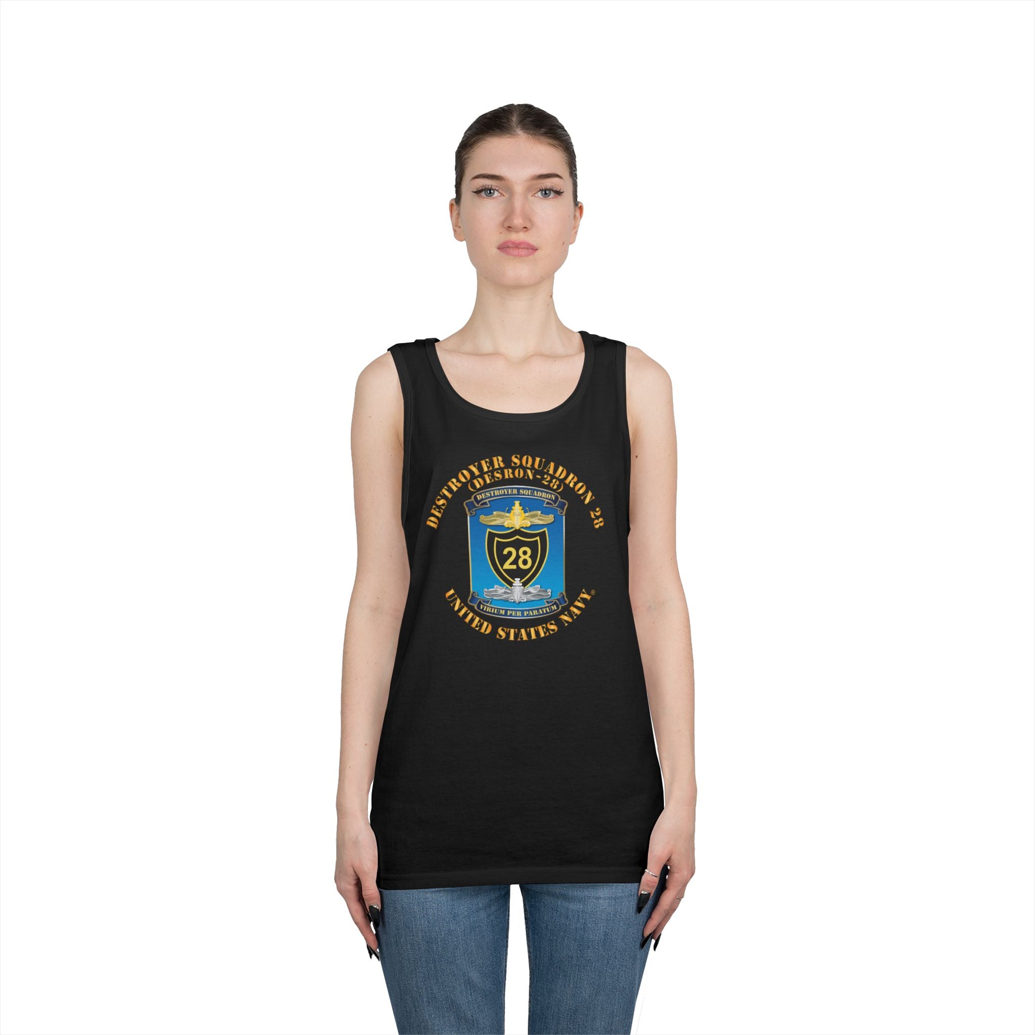 Unisex Heavy Cotton Tank Top - Navy - Destroyer Squadron 28 (DESRON-28)