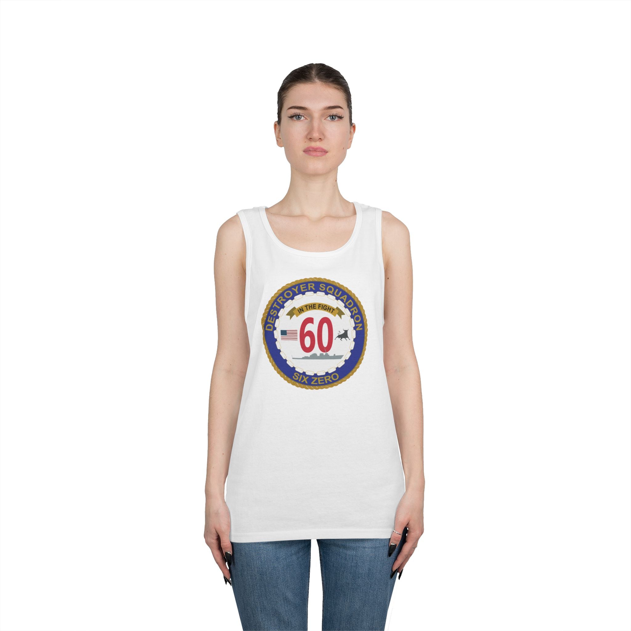 Unisex Heavy Cotton Tank Top - Navy - Destroyer Squadron 60 wo txt
