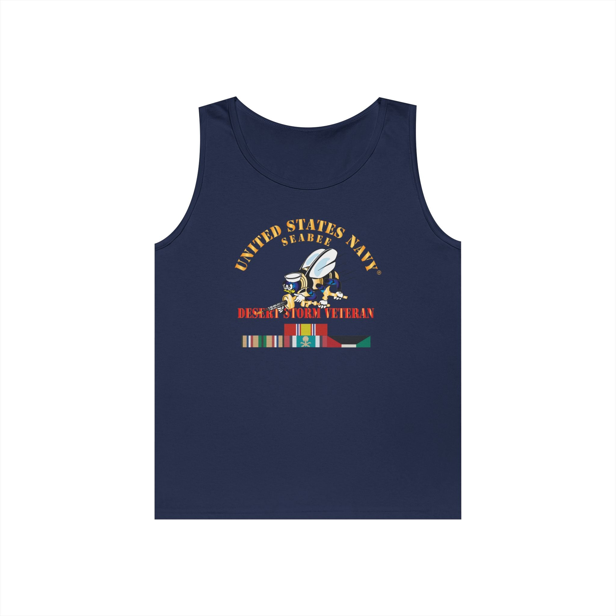 Unisex Heavy Cotton Tank Top - Navy - Seabee - Desert Storm Veteran