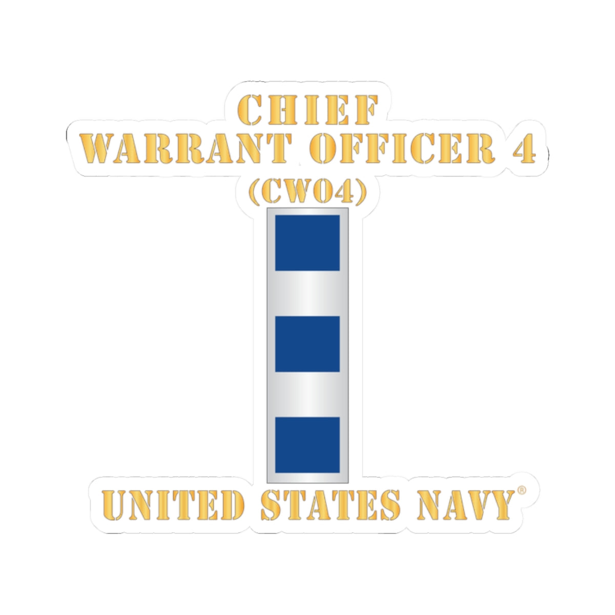 Kiss-Cut Stickers - Navy - Chief Warrant Officer 4 - CW04