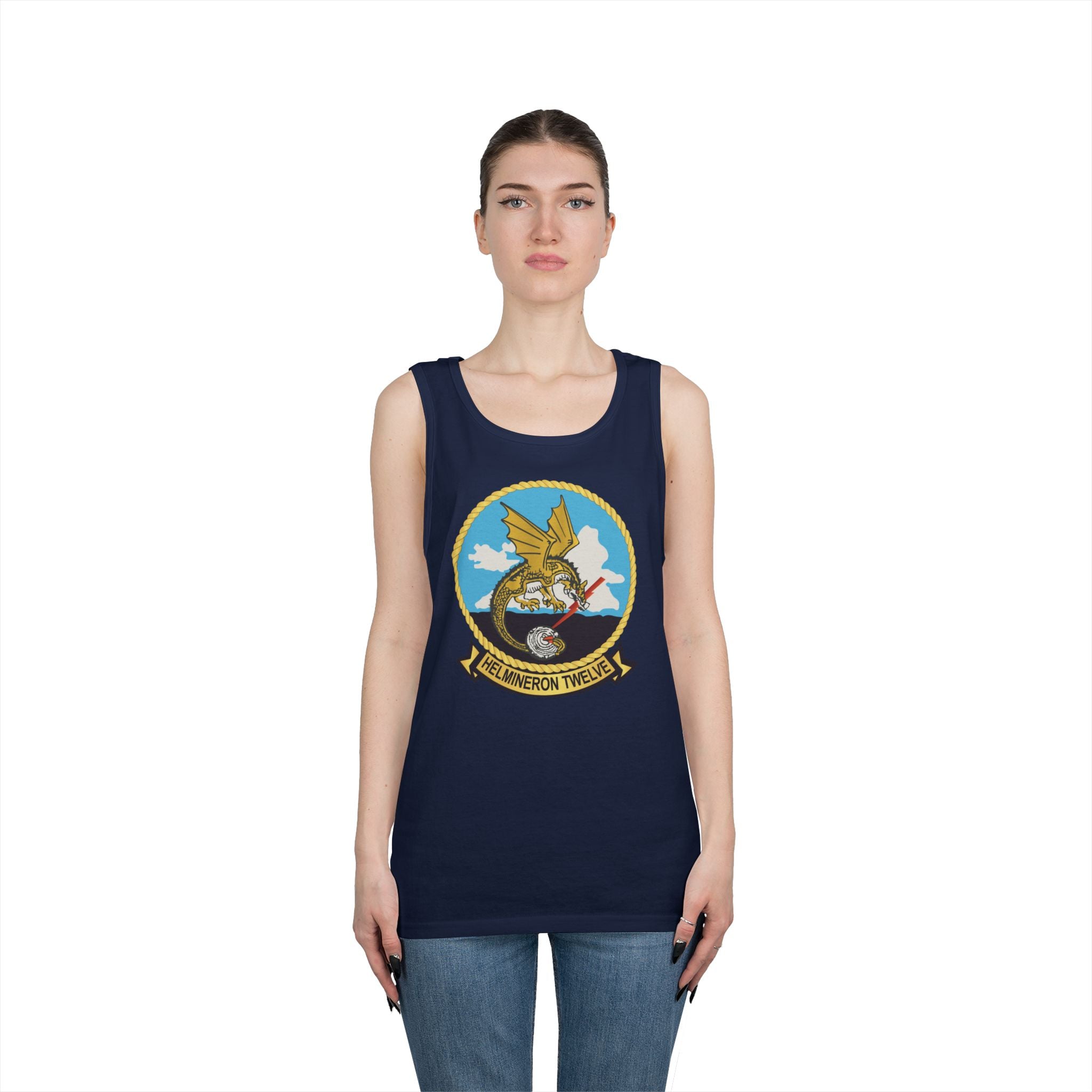 Unisex Heavy Cotton Tank Top - Navy - Helmineron Twelve (HM-12) wo Txt