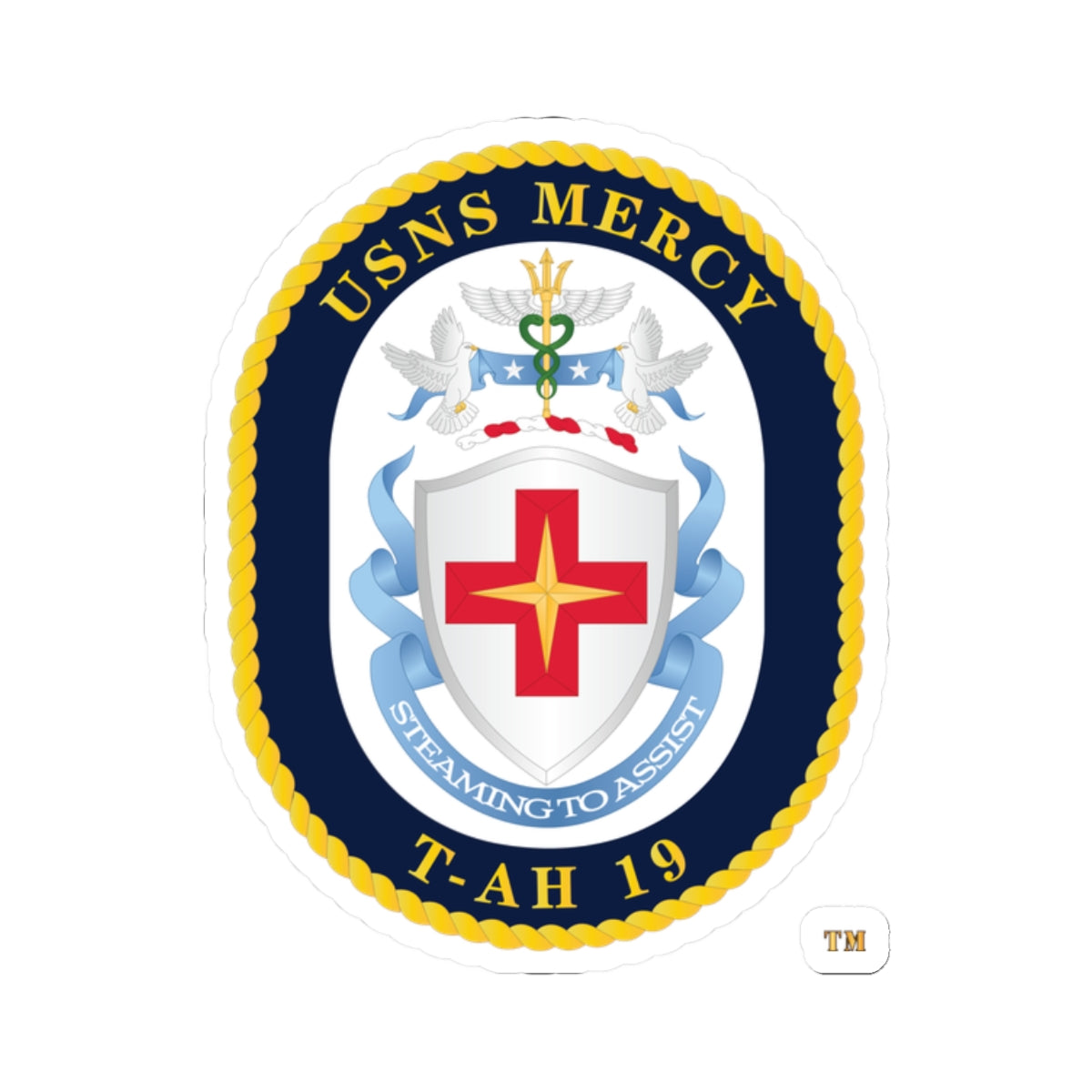 Kiss-Cut Stickers - Navy - USNS Mercy (T-AH-19) - Crest wo Txt