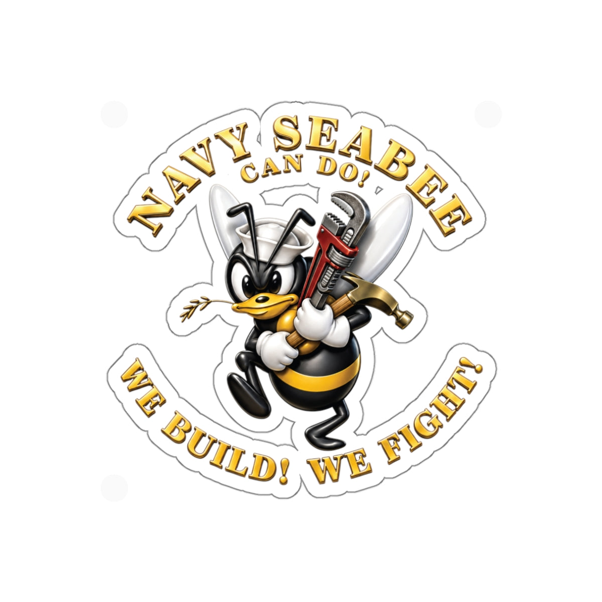 Die-Cut Vinyl Sticker - Navy - Navy SeaBee - w Wrench and Hammer - 3D - Enhanced X 300