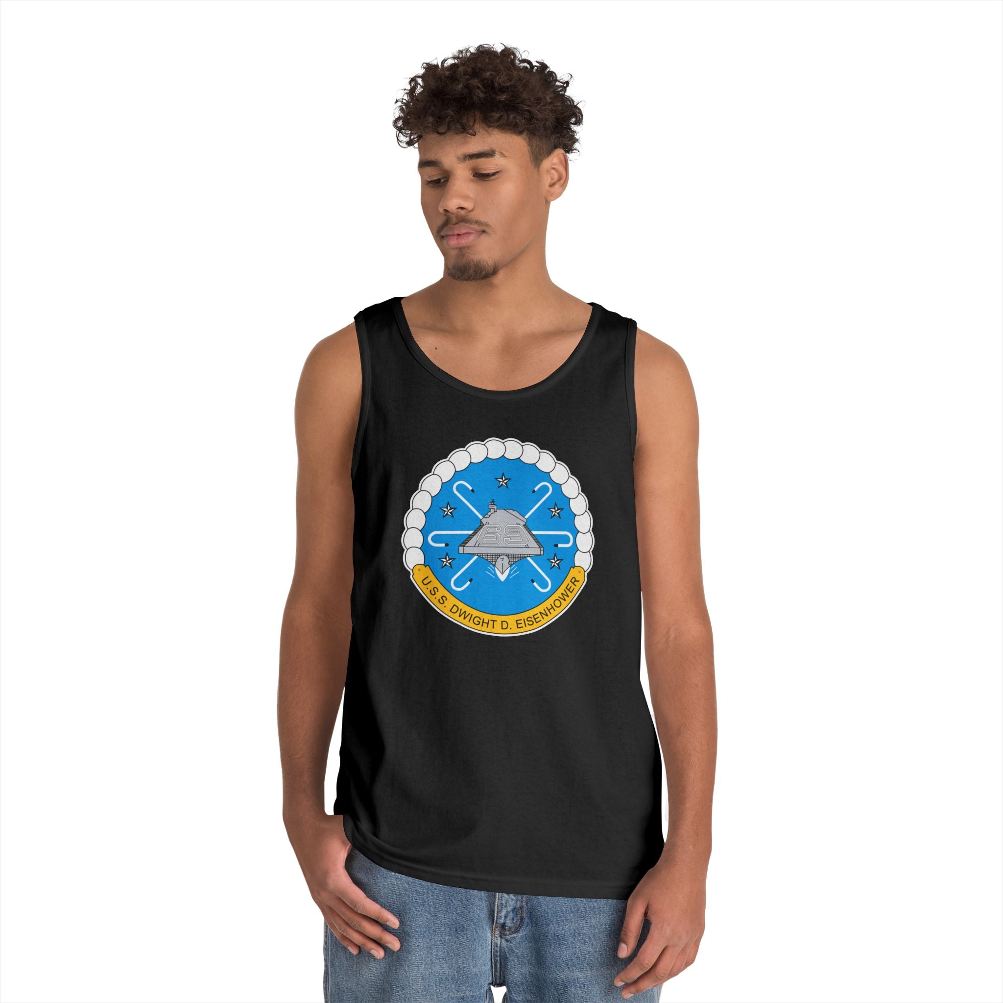 Unisex Heavy Cotton Tank Top - USS Dwight D. Eisenhower (CVN-69) Crest wo Txt