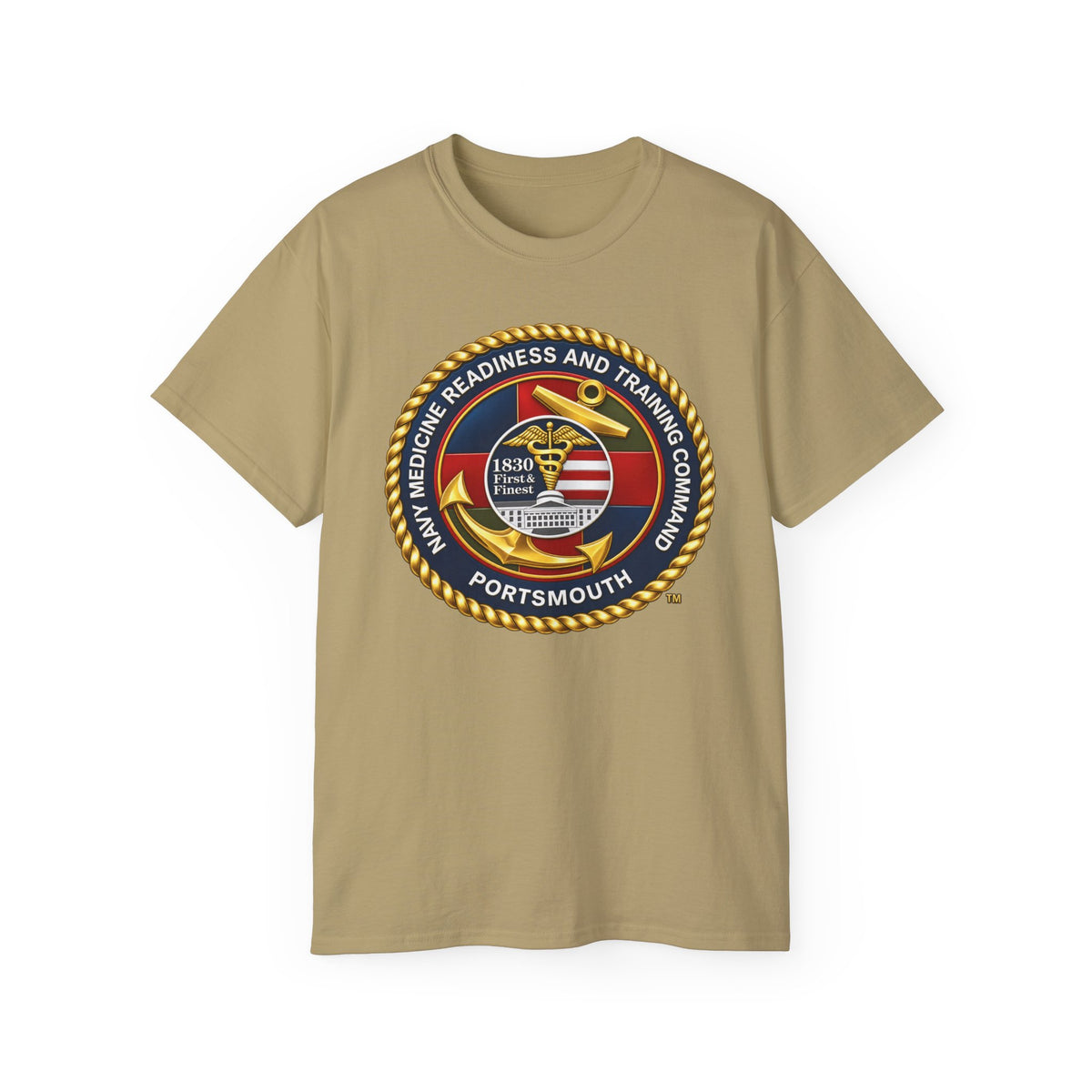Unisex Ultra Cotton T-Shirt - Navy - Naval Medical Center Portsmouth wo txt - 3D - Enhanced
