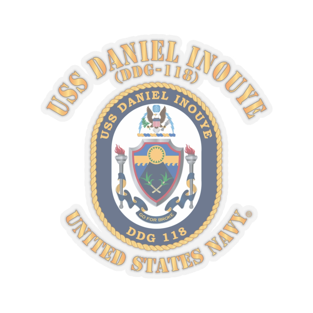 Kiss-Cut Stickers - Navy - USS Daniel Inouye (DDG-118)