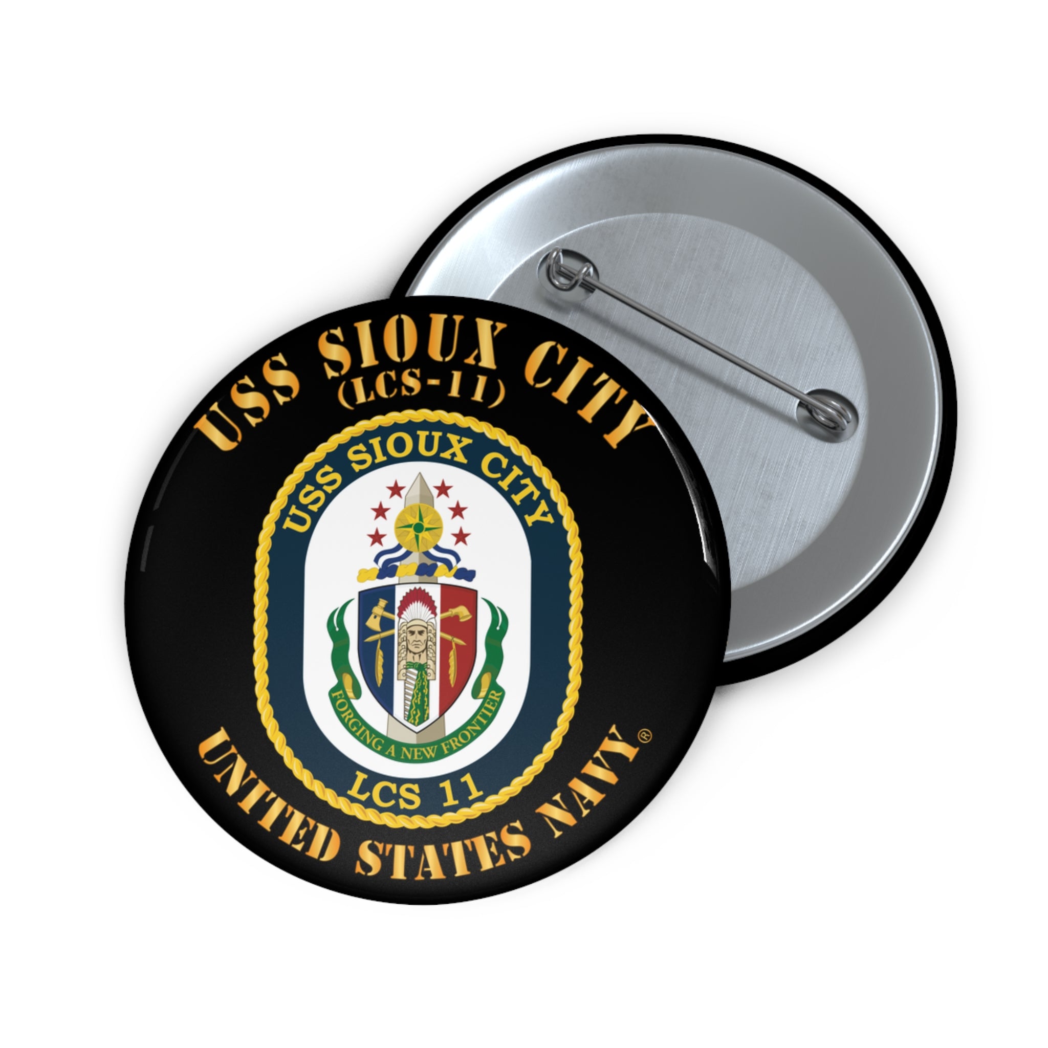 Custom Pin Button - Navy - USS Sioux City (LCS-11)