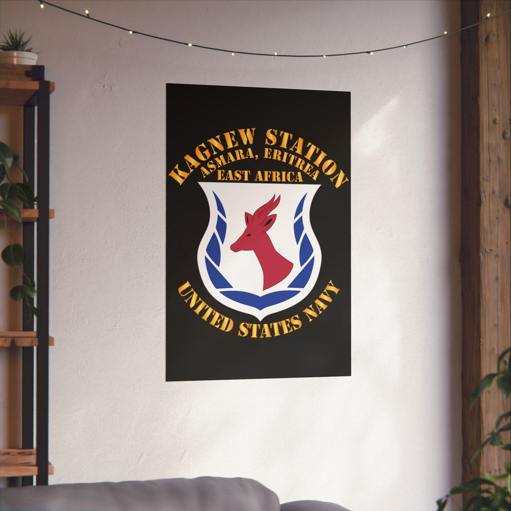 Kagnew Station Asmara Eritrea Navy Emblem Poster — Matte Vertical Wall Art