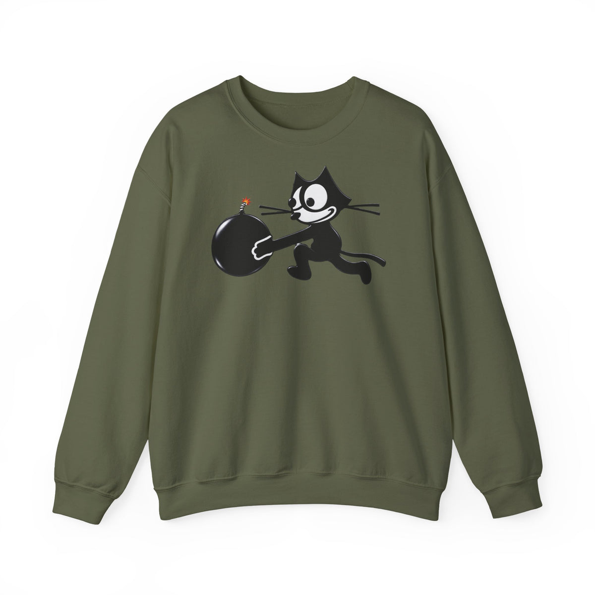 Unisex Heavy Blend™ Crewneck Sweatshirt - NAVY - Fighting Squadron - VF 3 - WWII FELIX Insignia wo Txt - 3D - Enhanced