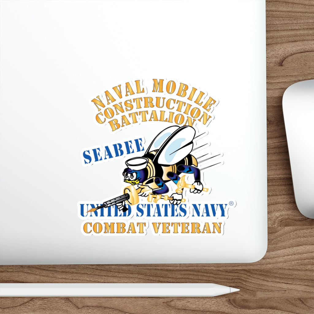 Die-Cut Vinyl Sticker - Navy - Seabee - Combat Veteran
