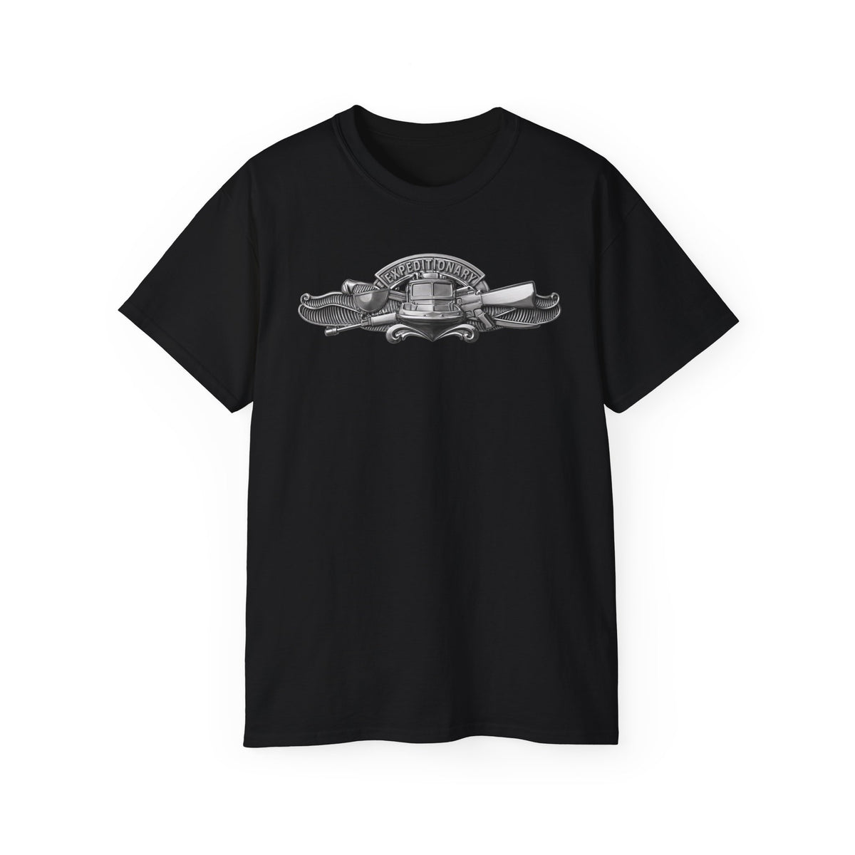 Unisex Ultra Cotton T-Shirt - Navy - Badge - Expeditionary Warfare (EXW) wo txt - Officer - 3D - Enhanced
