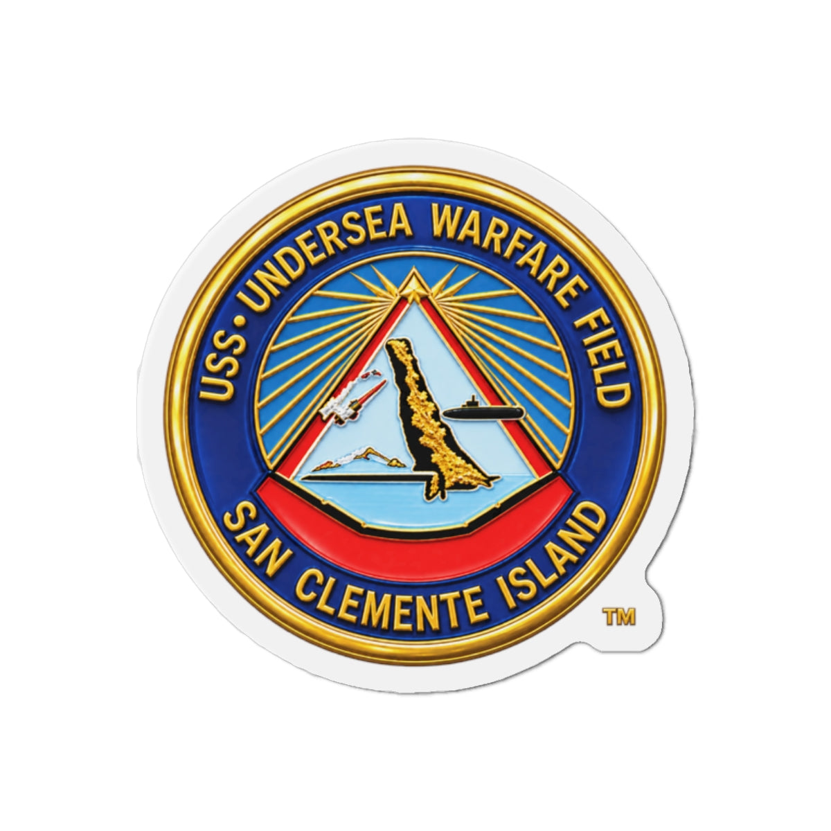 Die-Cut Magnet - Navy - USS Undersea Warfare Field - San Clemente Island - Crest - 3D - Enhanced