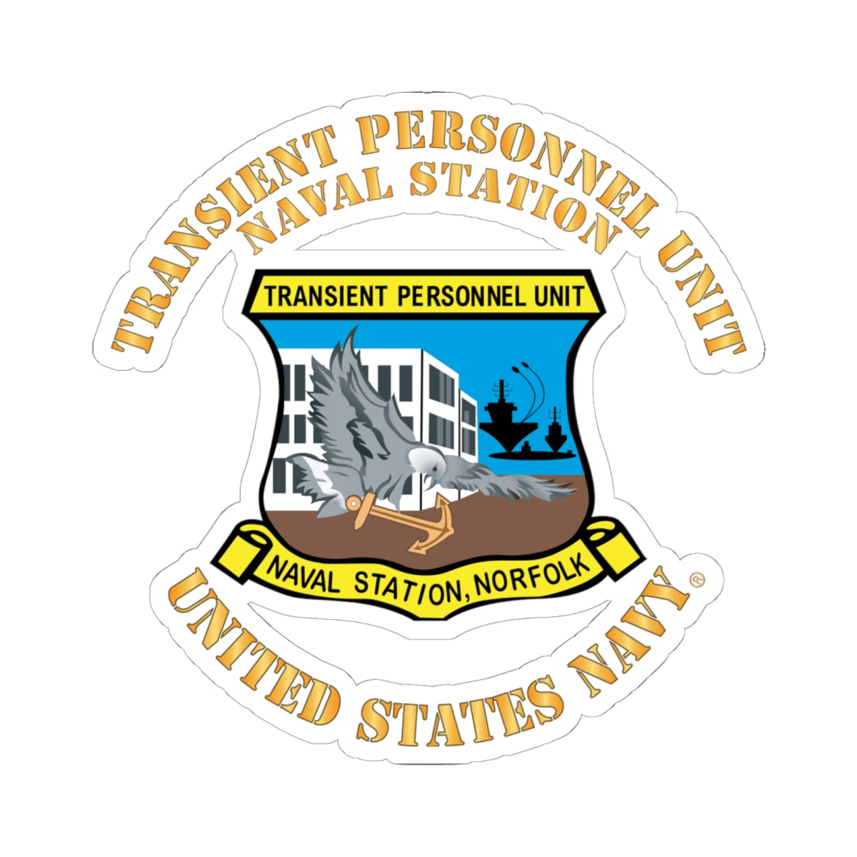 Kiss-Cut Stickers - Navy - Transient Personnel Unit - Naval Station Norfolk