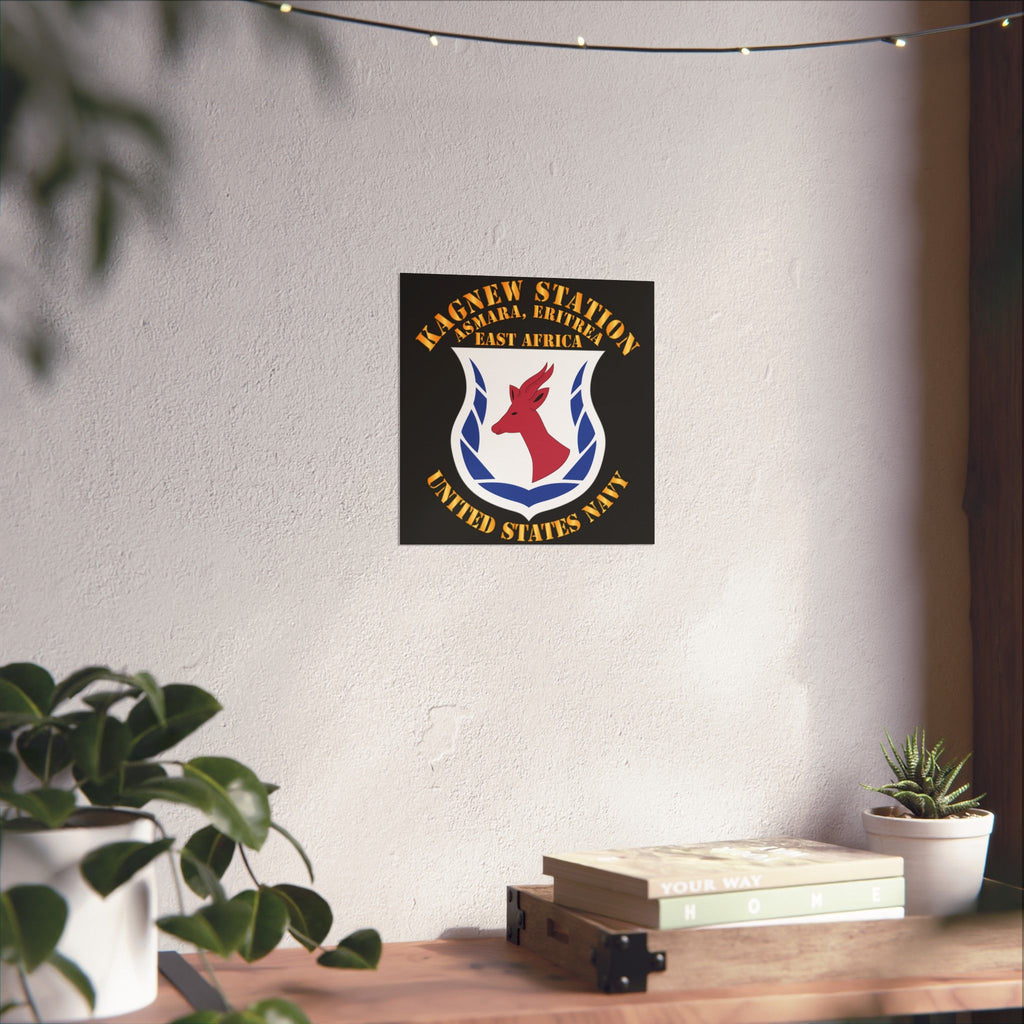 Kagnew Station Asmara Eritrea Navy Emblem Poster — Matte Vertical Wall Art