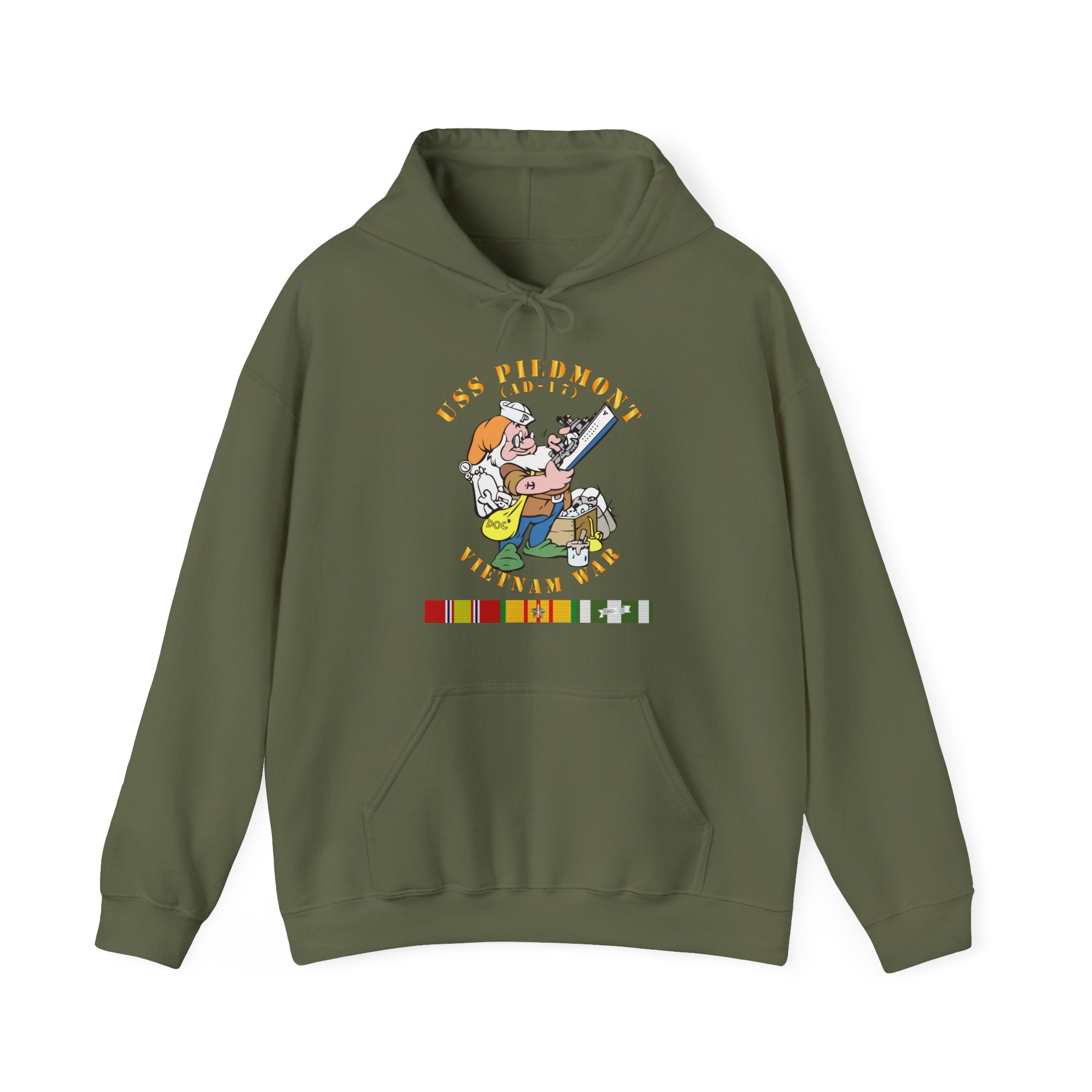 Unisex Heavy Blend™ Hoodies - Navy - USS Piedmont (AD-17) w VN SVC - Vietnam War