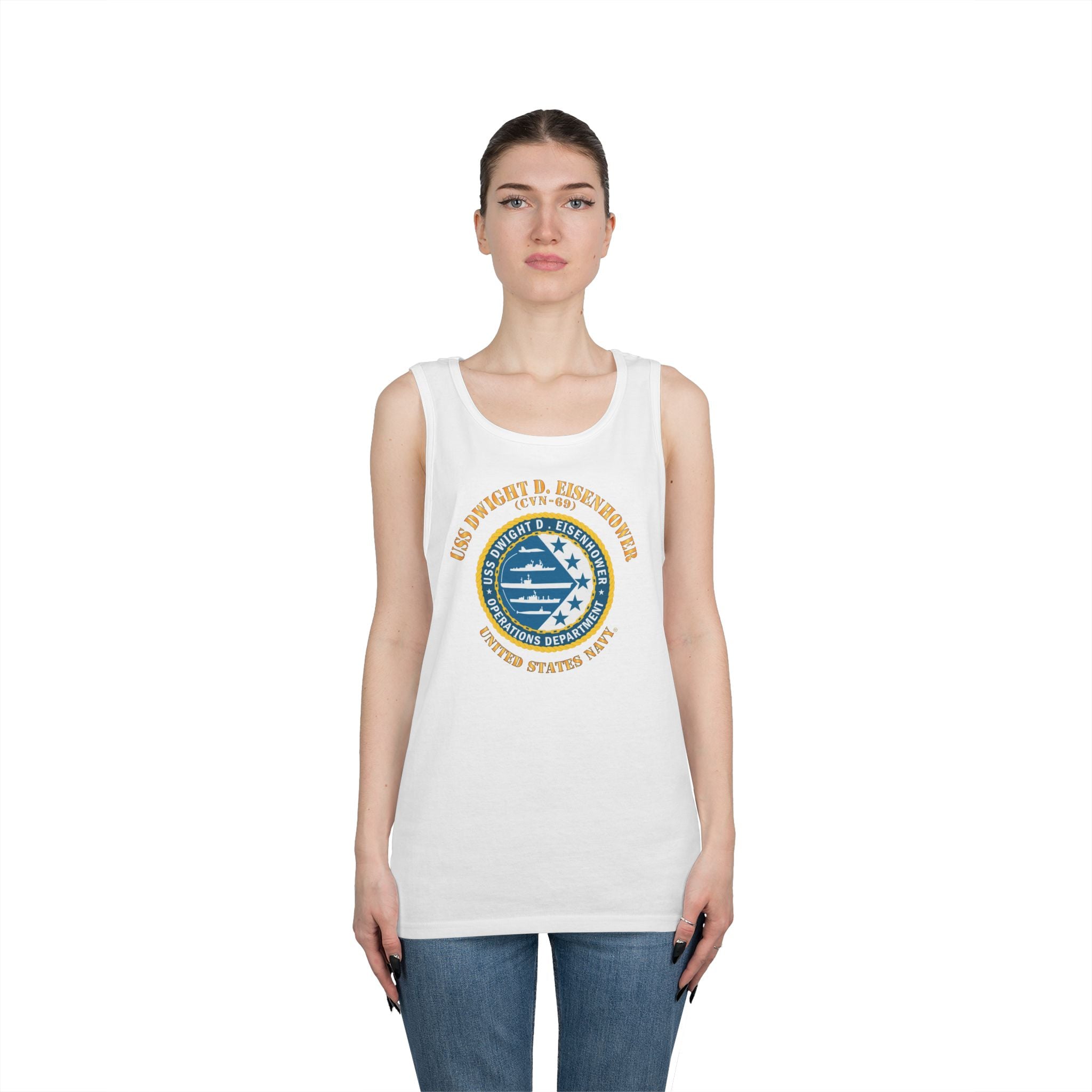 Unisex Heavy Cotton Tank Top - Navy - USS Dwight D. Eisenhower (CVN-69) - Operations Department