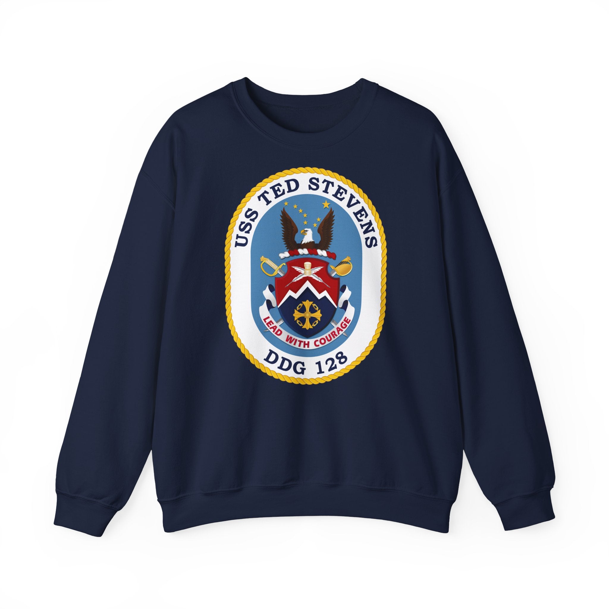 Unisex Heavy Blend™ Crewneck Sweatshirt - Navy - USS Ted Stevens (DDG-128) wo txt