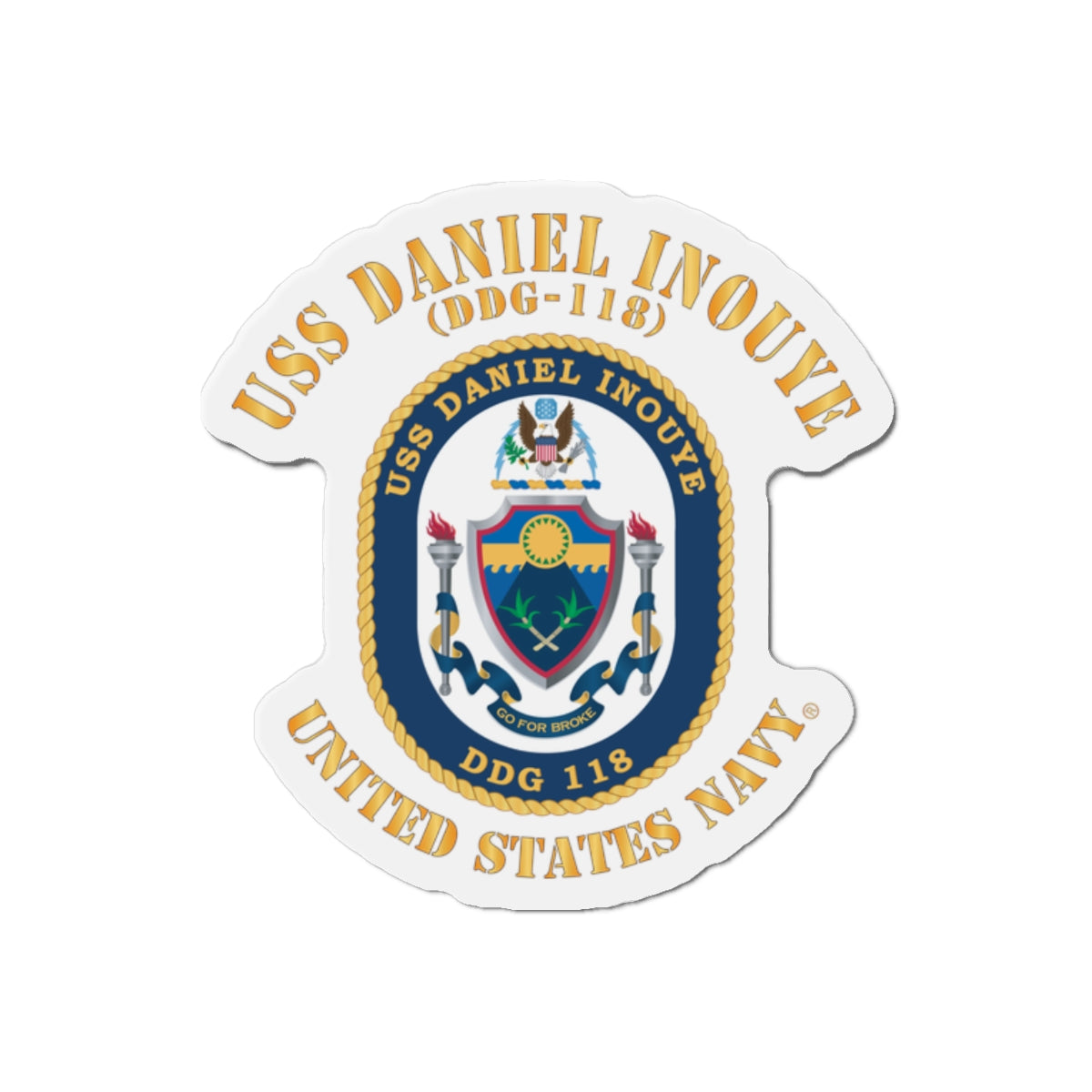 Die-Cut Magnet - Navy - USS Daniel Inouye (DDG-118)
