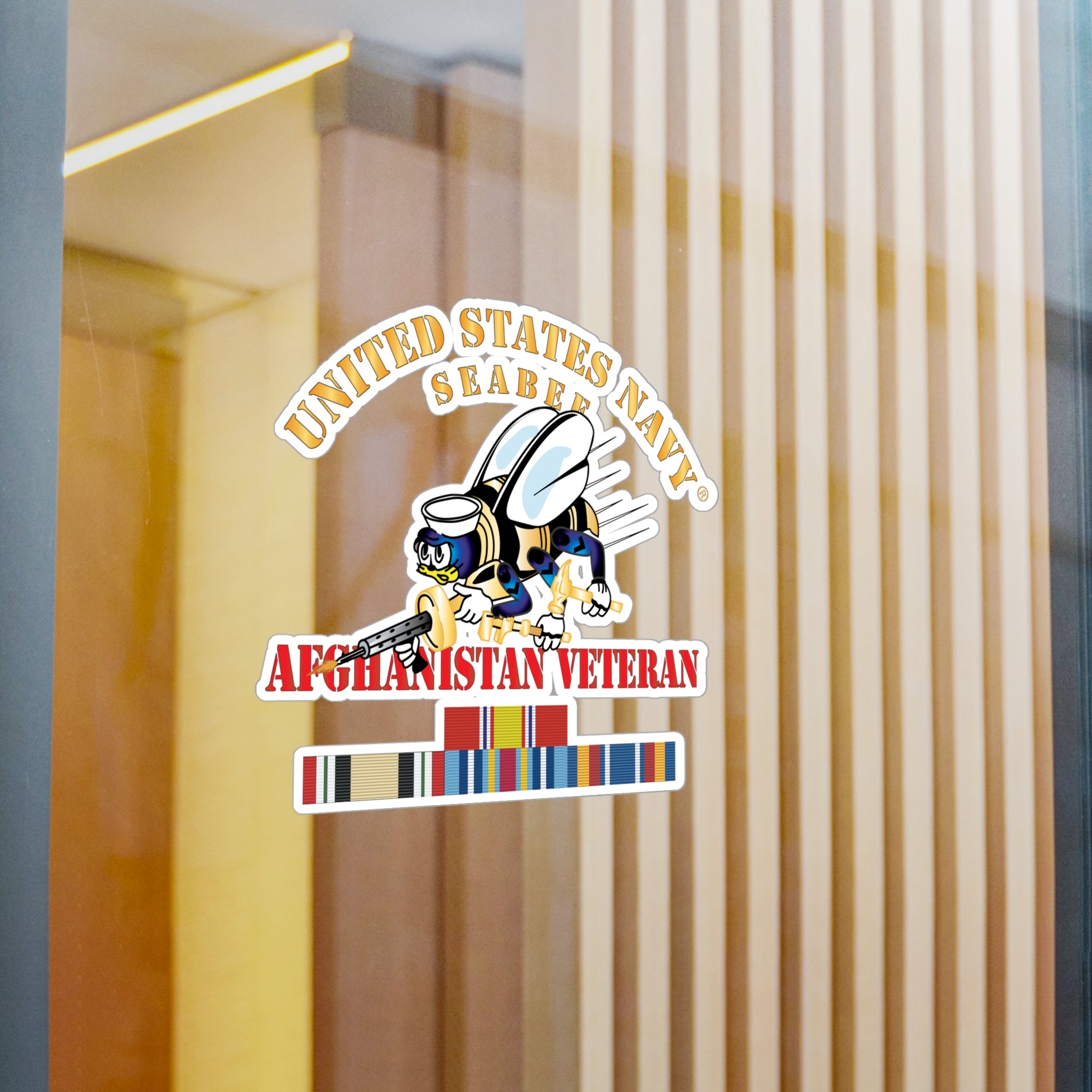 Kiss-Cut Vinyl Decal - Navy - Seabee - Afghanistan Veteran