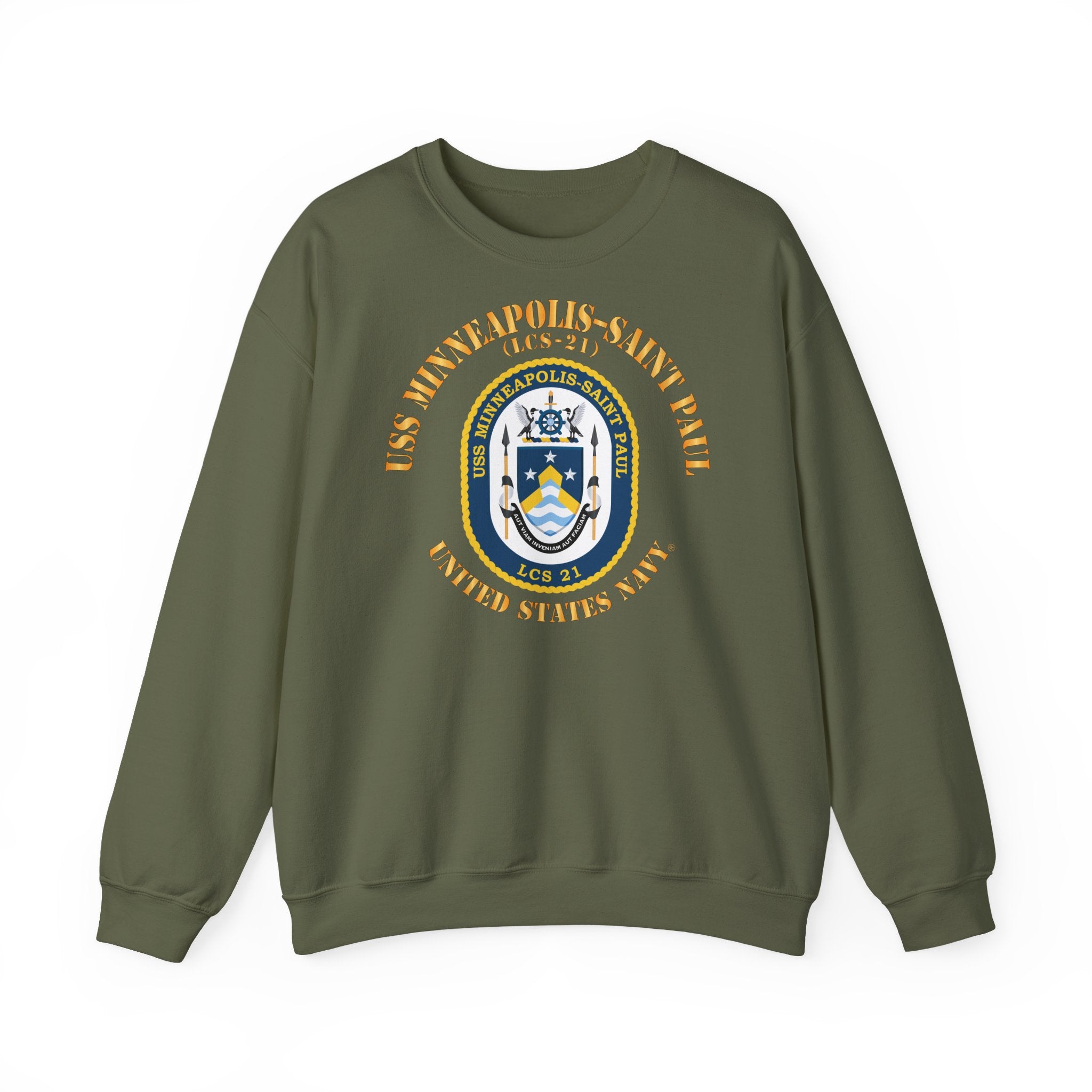 Unisex Heavy Blend™ Crewneck Sweatshirt - Navy - USS Minneapolis–Saint Paul (LCS-21)