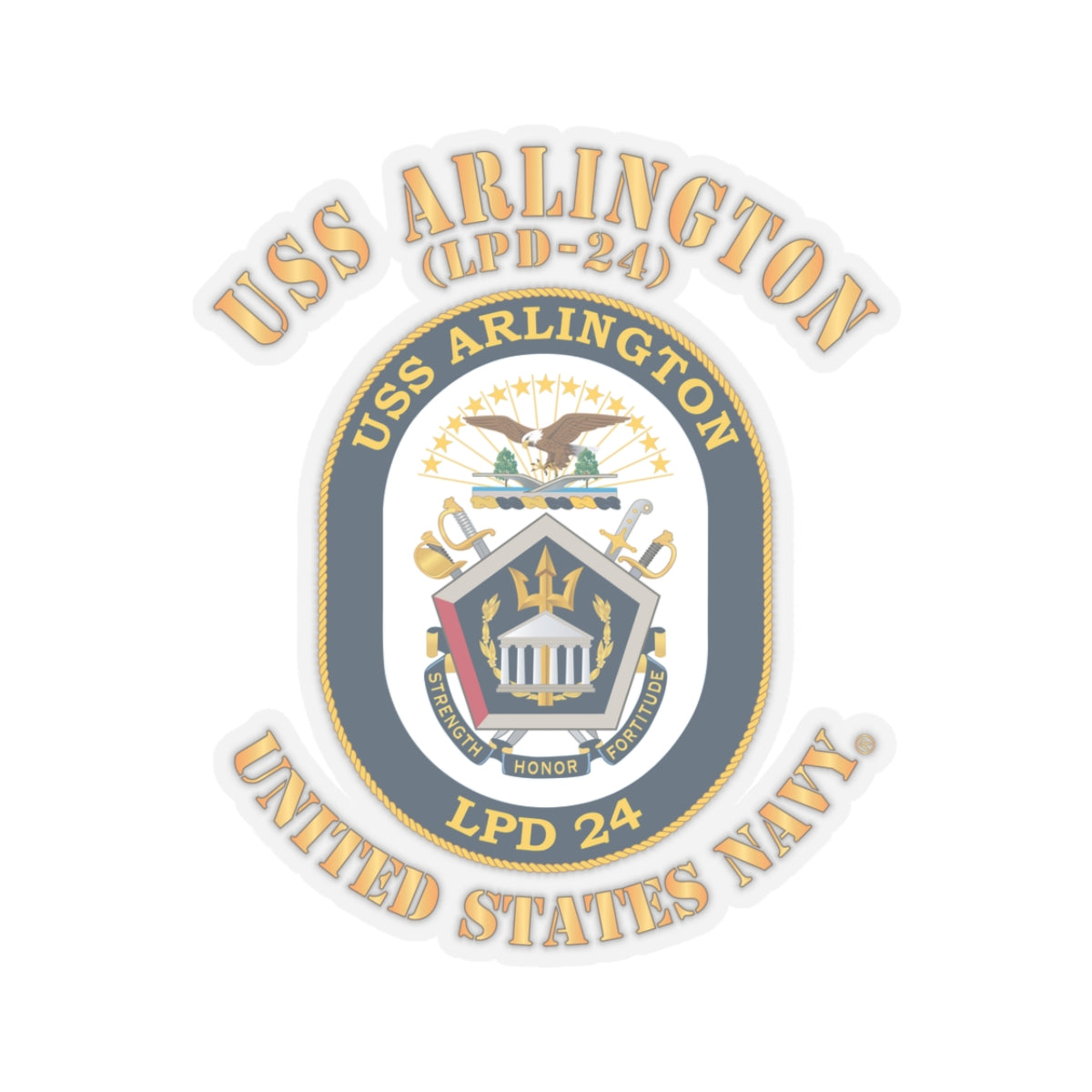 Kiss-Cut Stickers - Navy - USS Arlington (LPD-24)