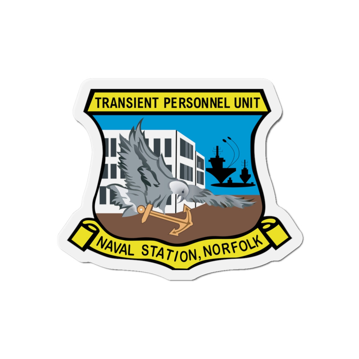 Die-Cut Magnet - Navy - Transient Personnel Unit - Naval Station Norfolk wo Txt