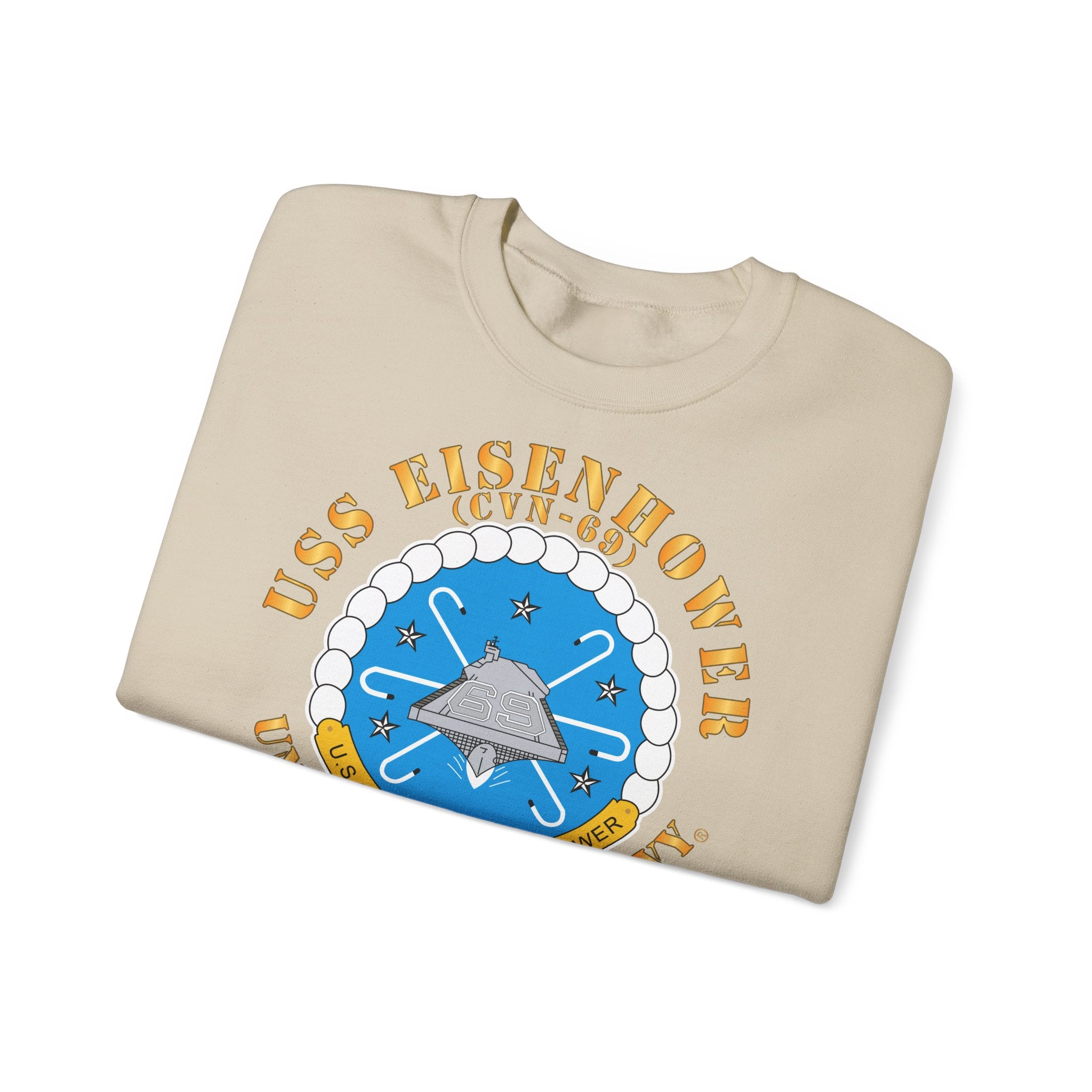 Unisex Heavy Blend™ Crewneck Sweatshirt - USS Dwight D. Eisenhower (CVN-69) Crest with Txt