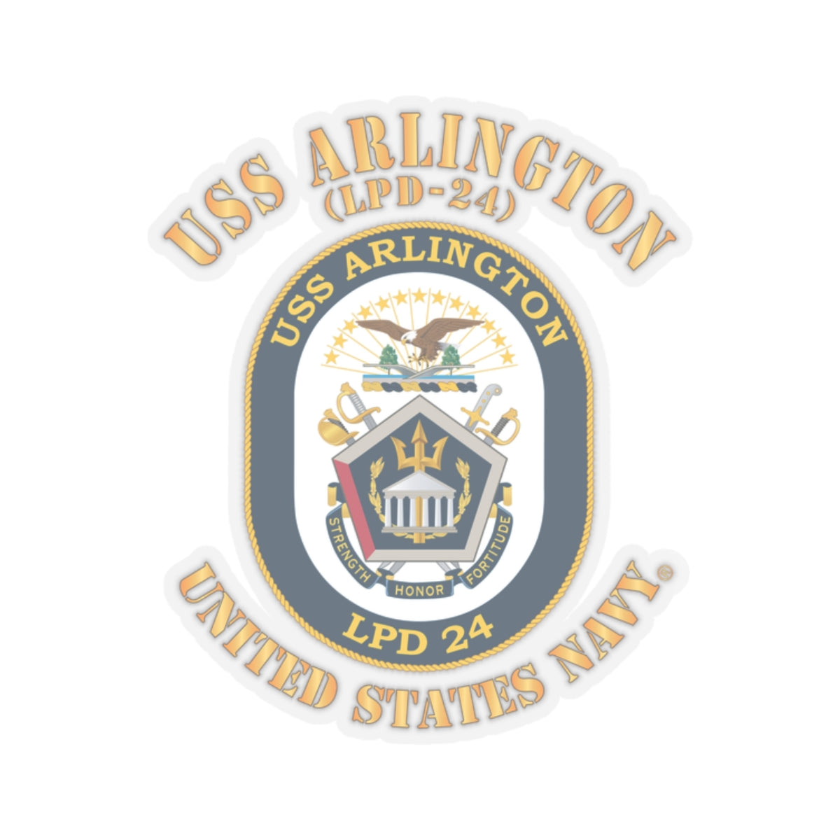 Kiss-Cut Stickers - Navy - USS Arlington (LPD-24)