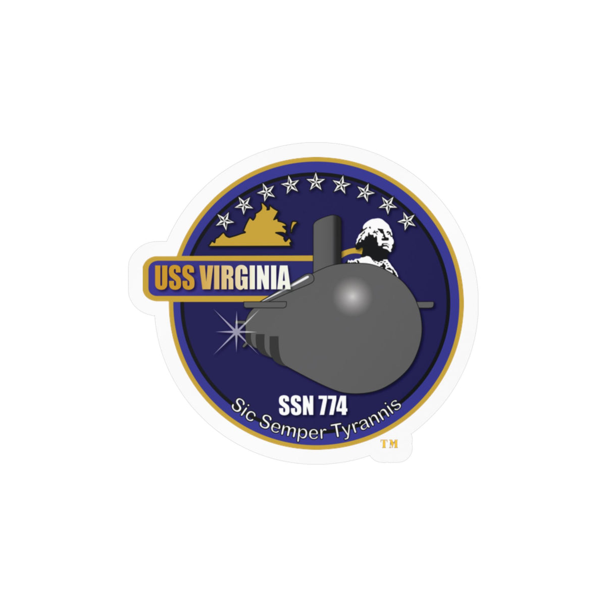 Kiss-Cut Vinyl Decal - Navy - USS Virginia (SSN-774) wo txt X 300