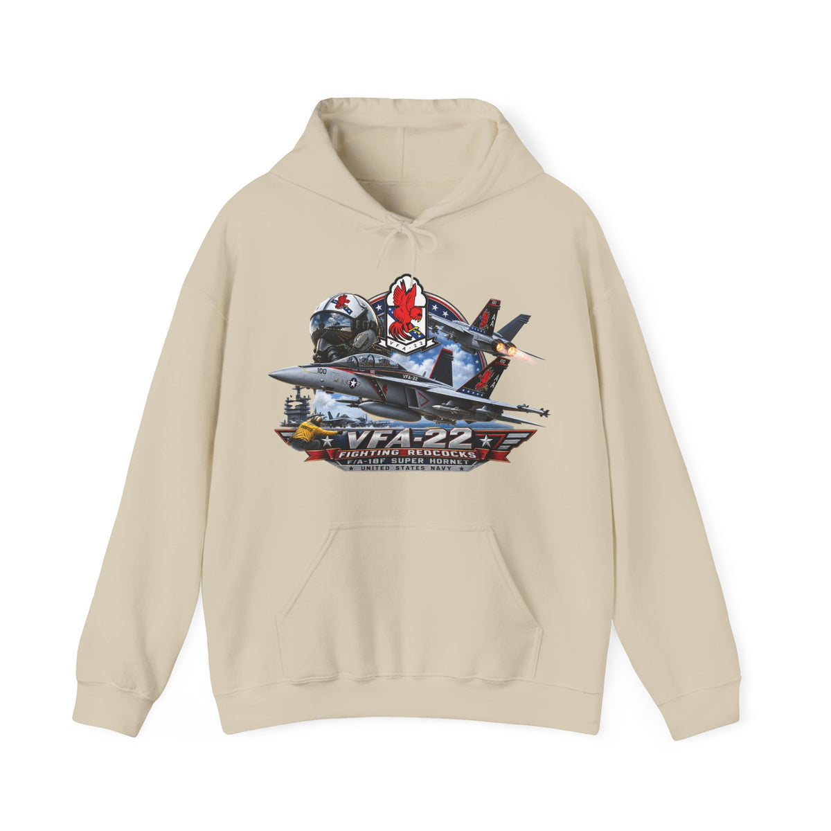 Unisex Heavy Blend™ Hoodies - Strike Fighter Squadron 22nd - AC - Fighting Redcocks - 3D - Enhanced