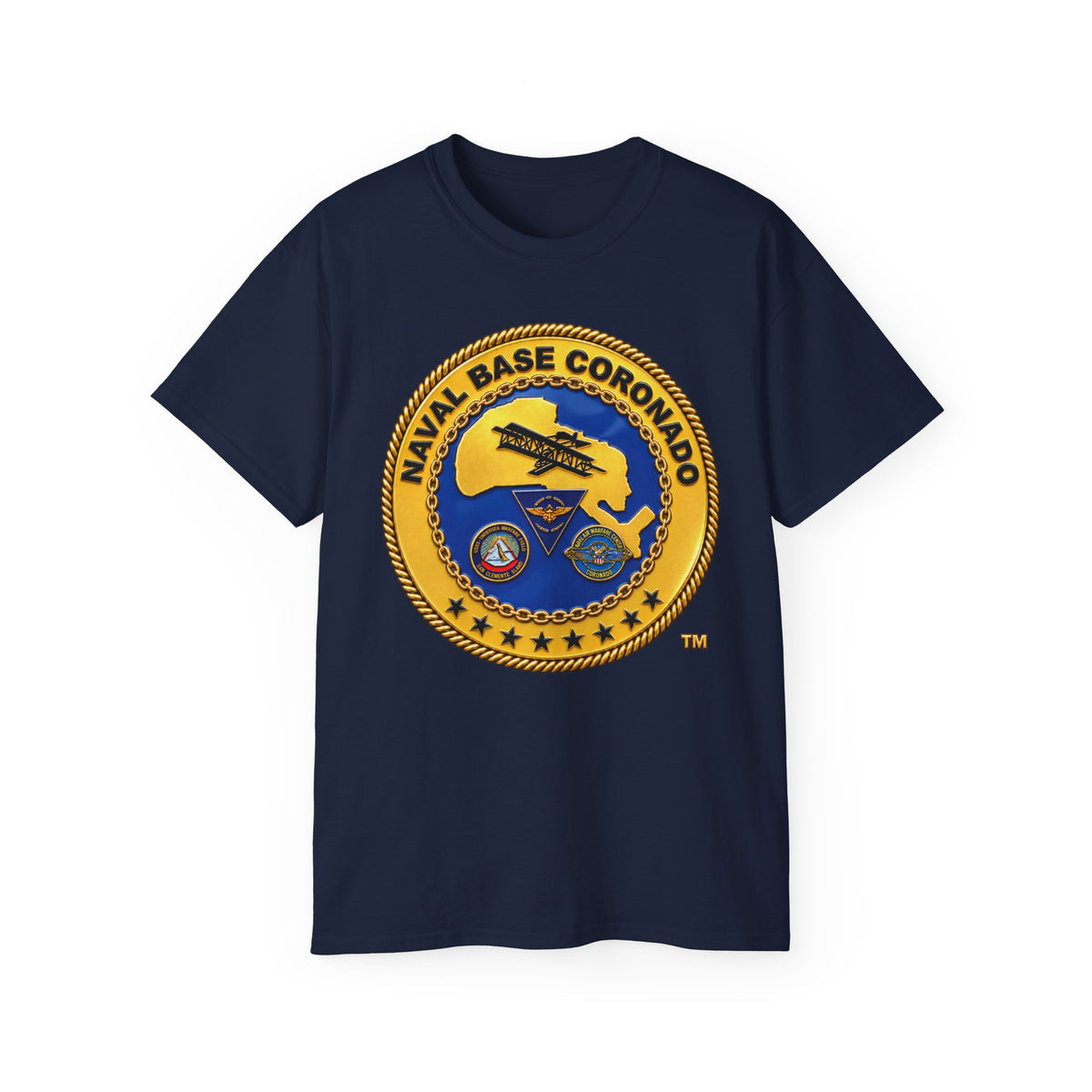 Unisex Ultra Cotton T-Shirt - Navy - Naval Base Coronado - Crest - 3D - Enhanced