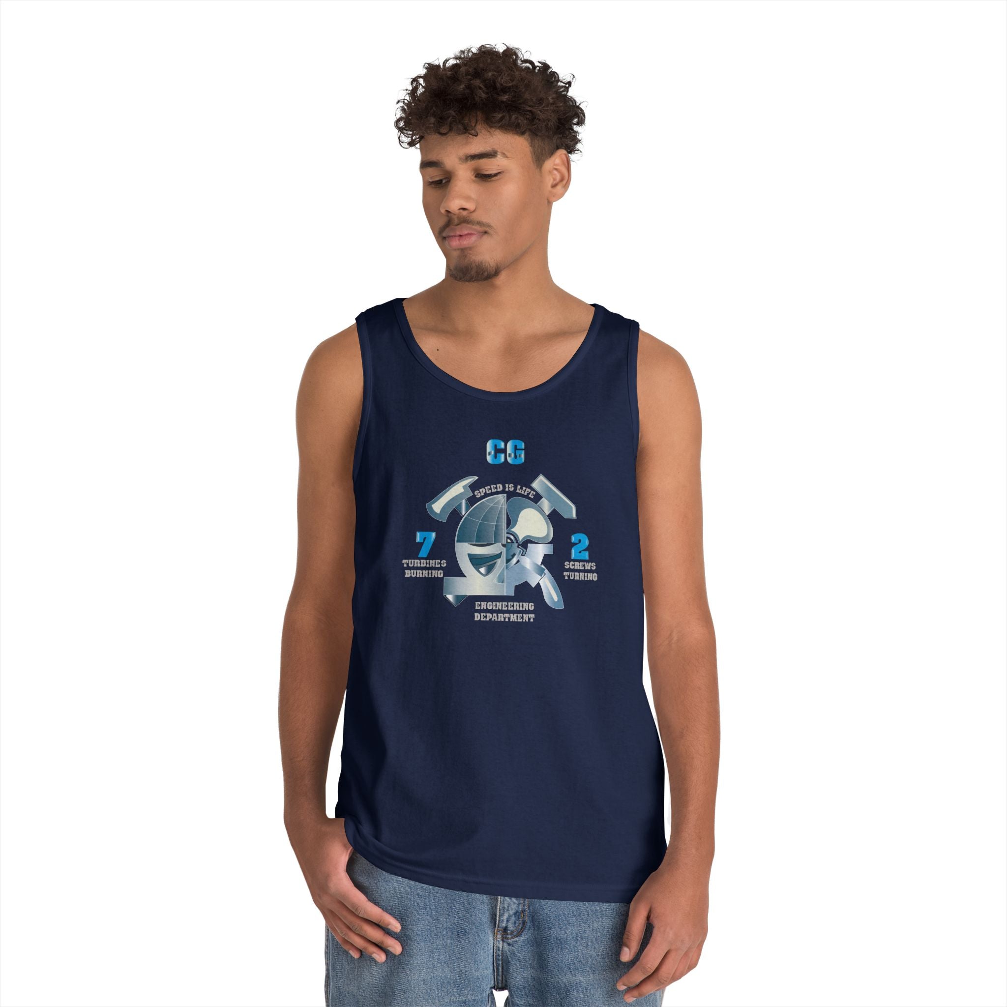 Unisex Heavy Cotton Tank Top - Navy - CG 72 - Engineering Department