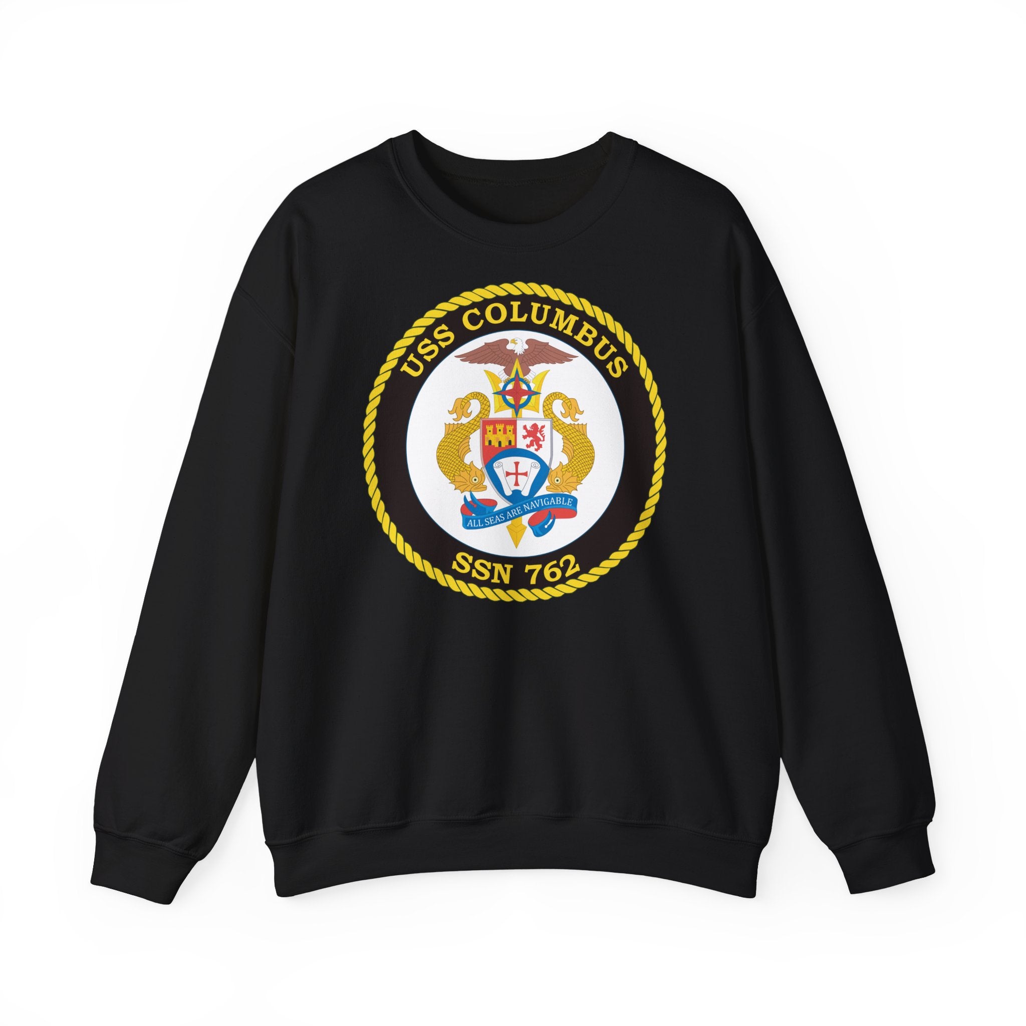 Unisex Heavy Blend™ Crewneck Sweatshirt - Navy - USS Columbus (SSN-762) wo txt