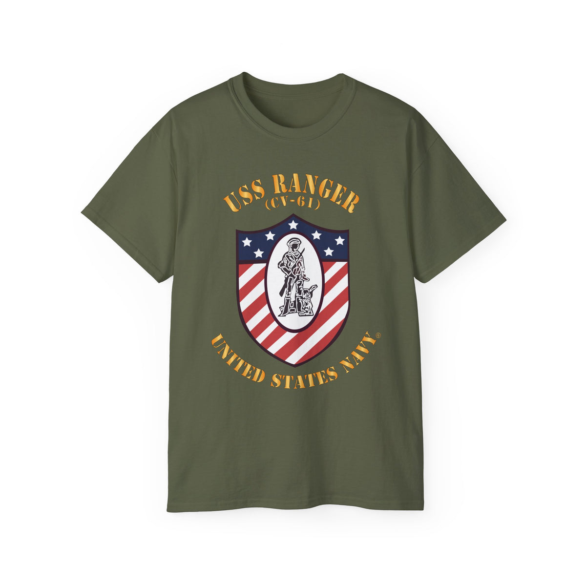 Unisex Ultra Cotton T-Shirt - Navy - USS Ranger (CV-61) X 300
