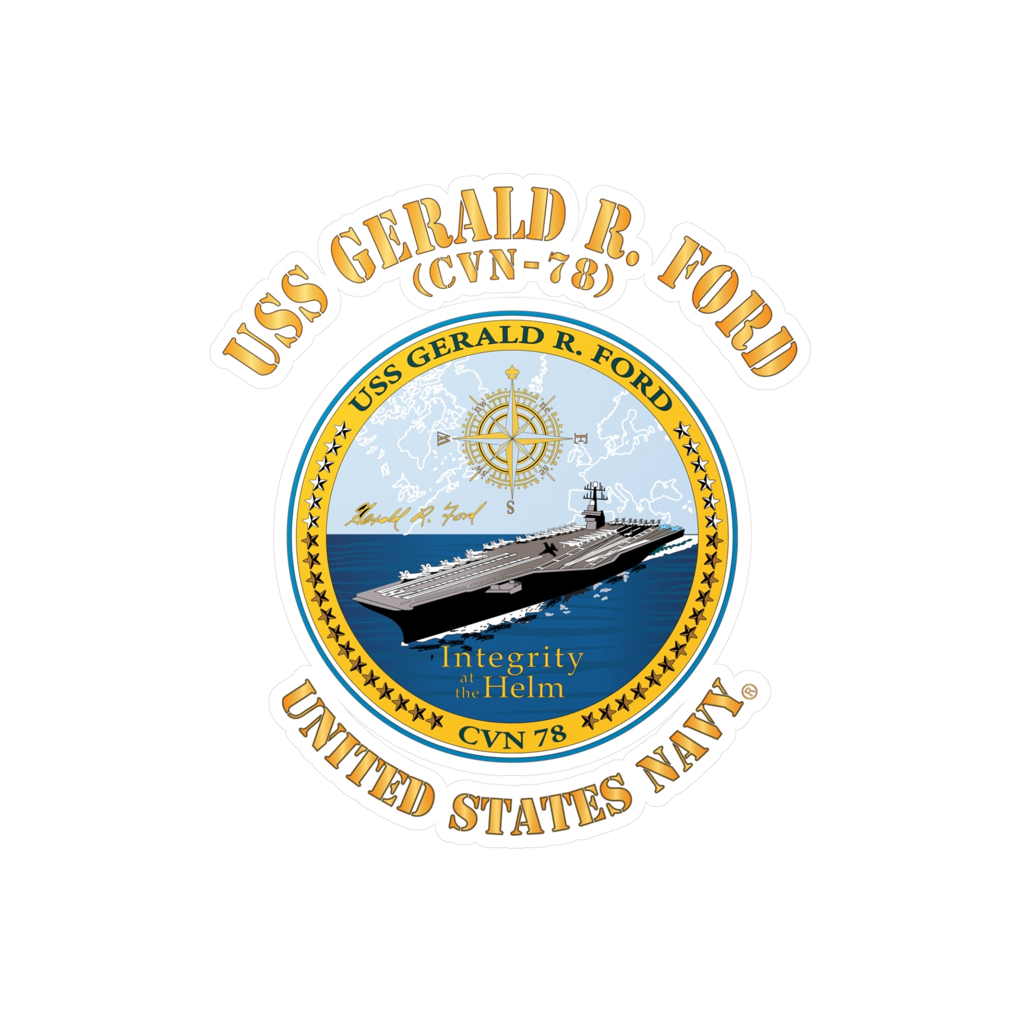 Kiss-Cut Vinyl Decal - Navy - USS Gerald R. Ford (CVN-78)