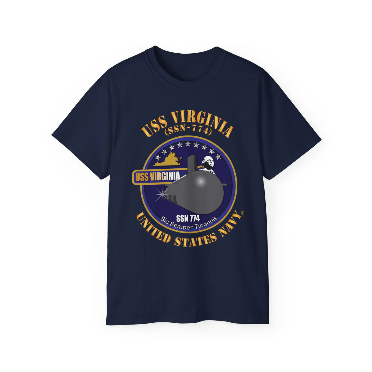 Unisex Ultra Cotton T-Shirt - Navy - USS Virginia (SSN-774) X 300