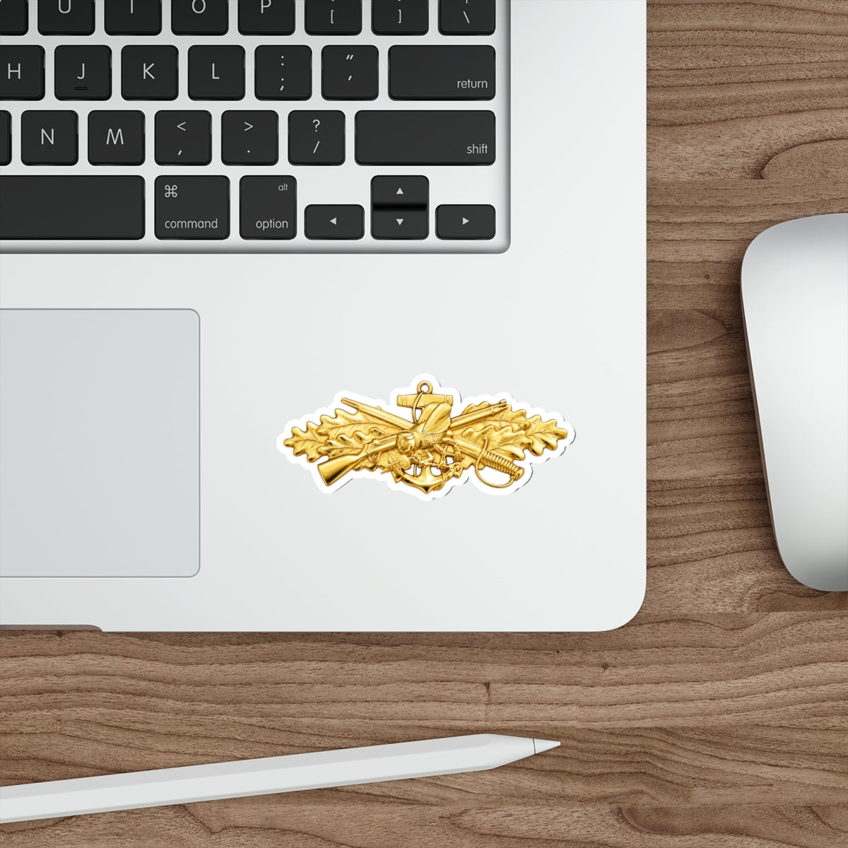 Die-Cut Vinyl Sticker - Navy - Badge - Seabee combat warfare specialist wo txt - Officer - 3D - Enhanced