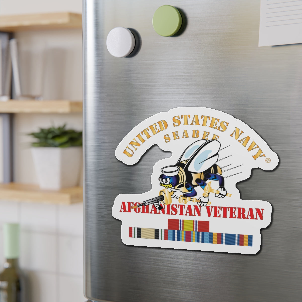 Die-Cut Magnet - Navy - Seabee - Afghanistan Veteran