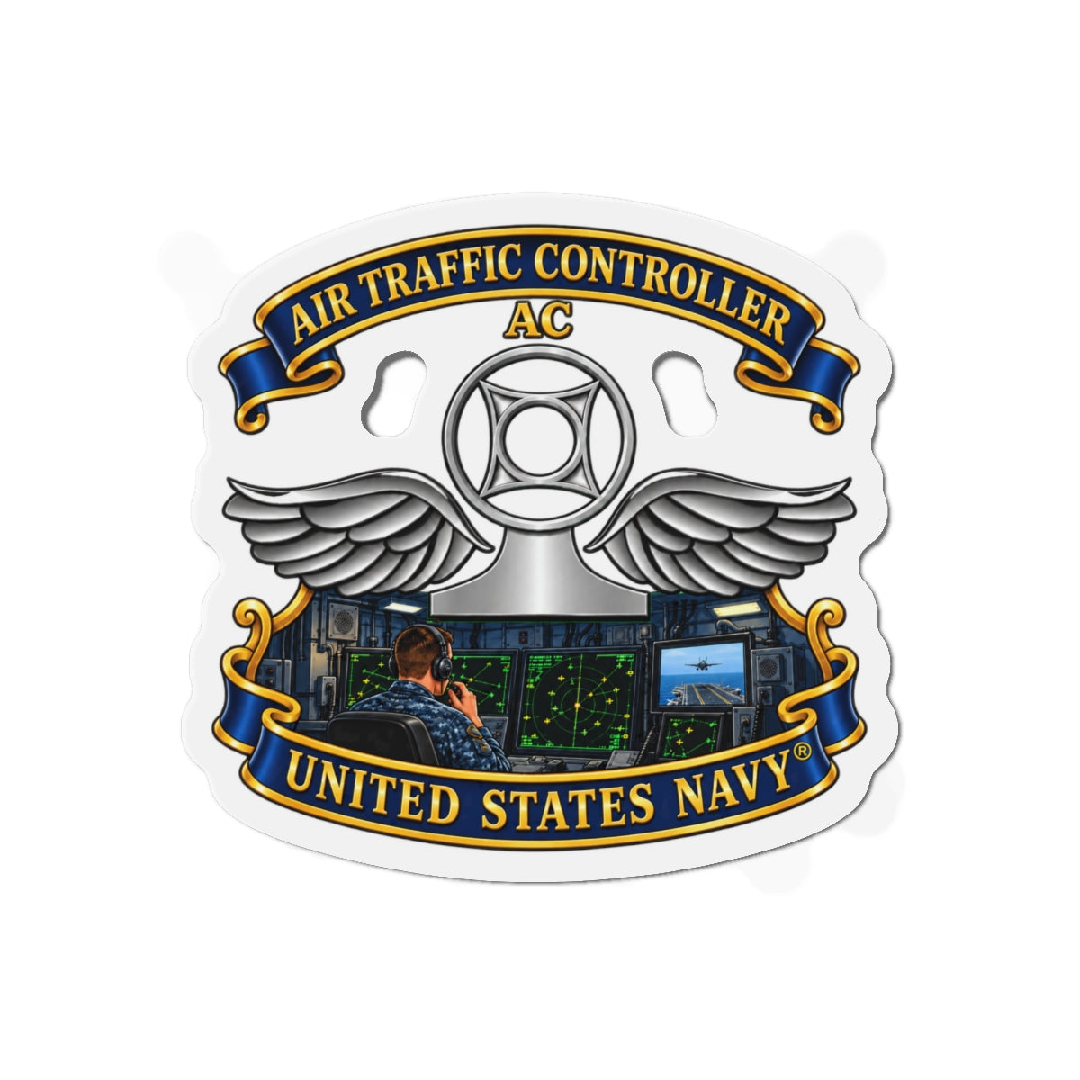 Die-Cut Magnet - Navy - Rate - Air Traffic Controller (AC) - Shipboard Version  3D - Enhanced