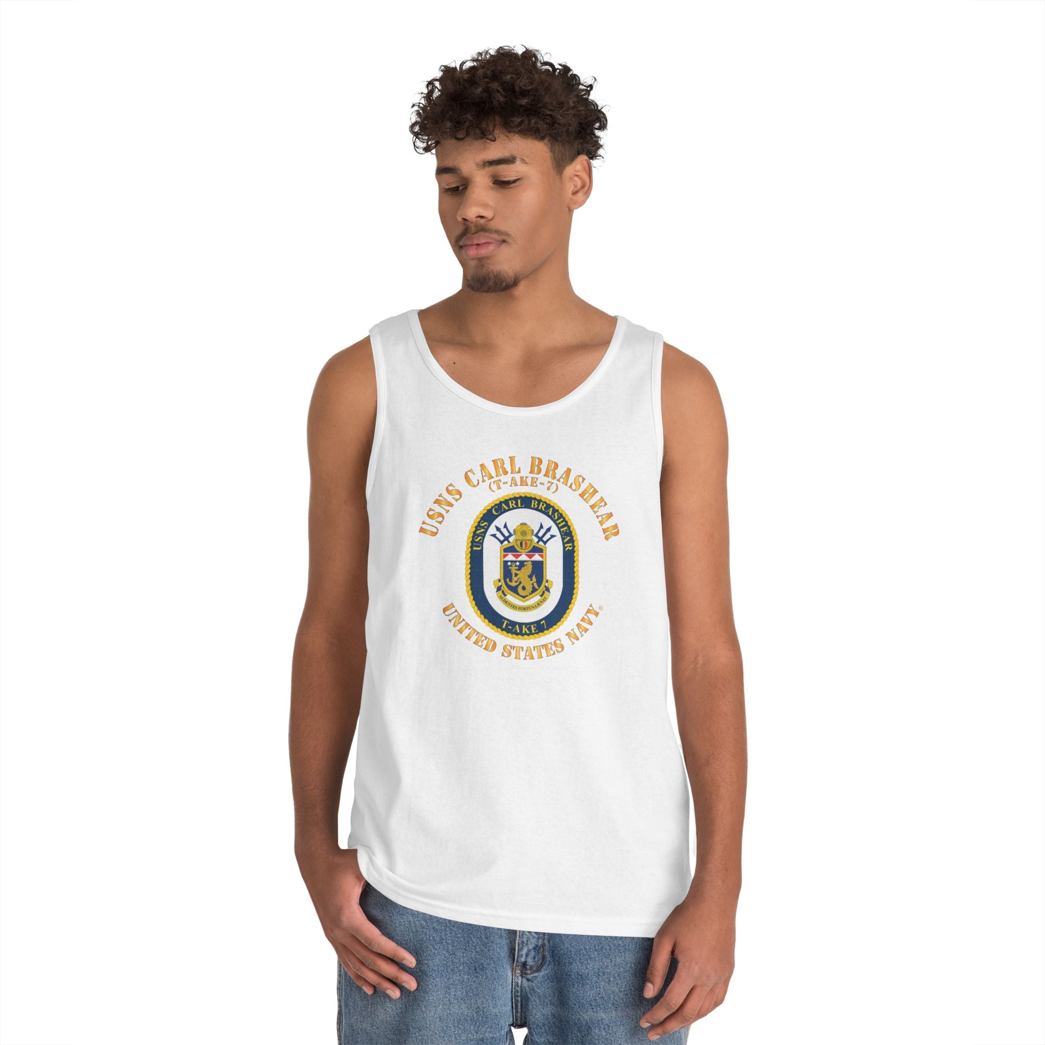 Unisex Heavy Cotton Tank Top - Navy - USNS Carl Brashear (T-AKE 7)