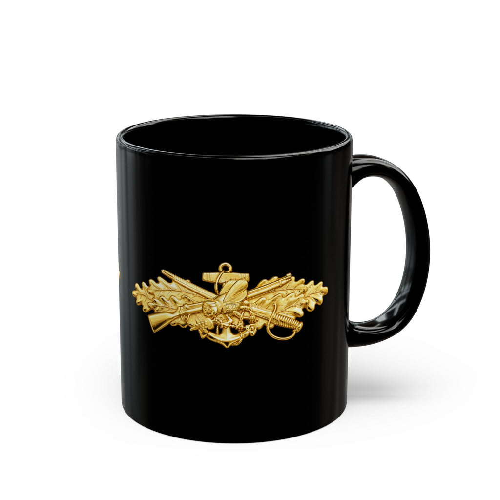 Black Mug (11oz, 15oz) - Navy - Badge - Seabee combat warfare specialist wo txt - Officer - 3D - Enhanced