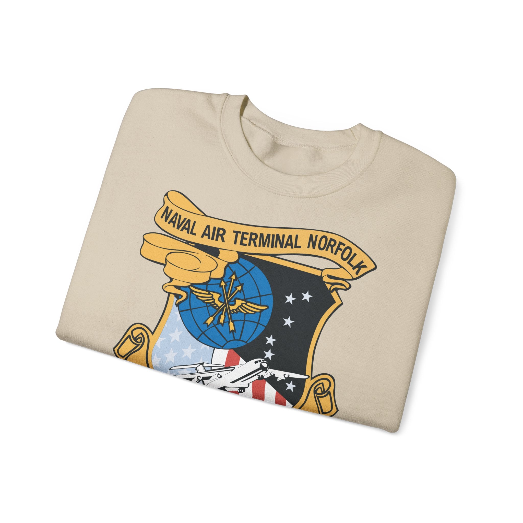 Unisex Heavy Blend™ Crewneck Sweatshirt - Navy - Naval Air Terminal Norfolk wo Txt