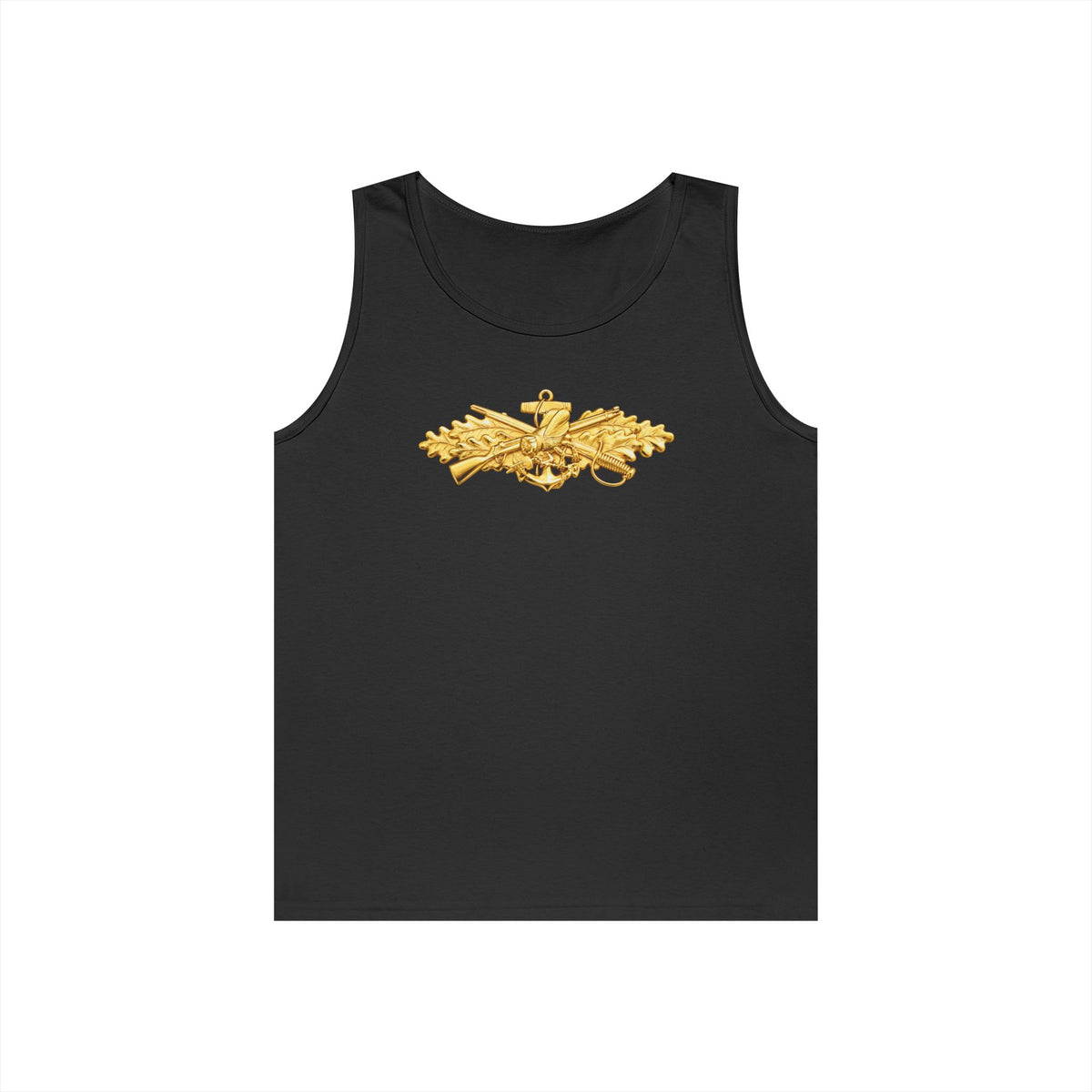 Unisex Heavy Cotton Tank Top - Navy - Badge - Seabee combat warfare specialist wo txt - Officer - 3D - Enhanced