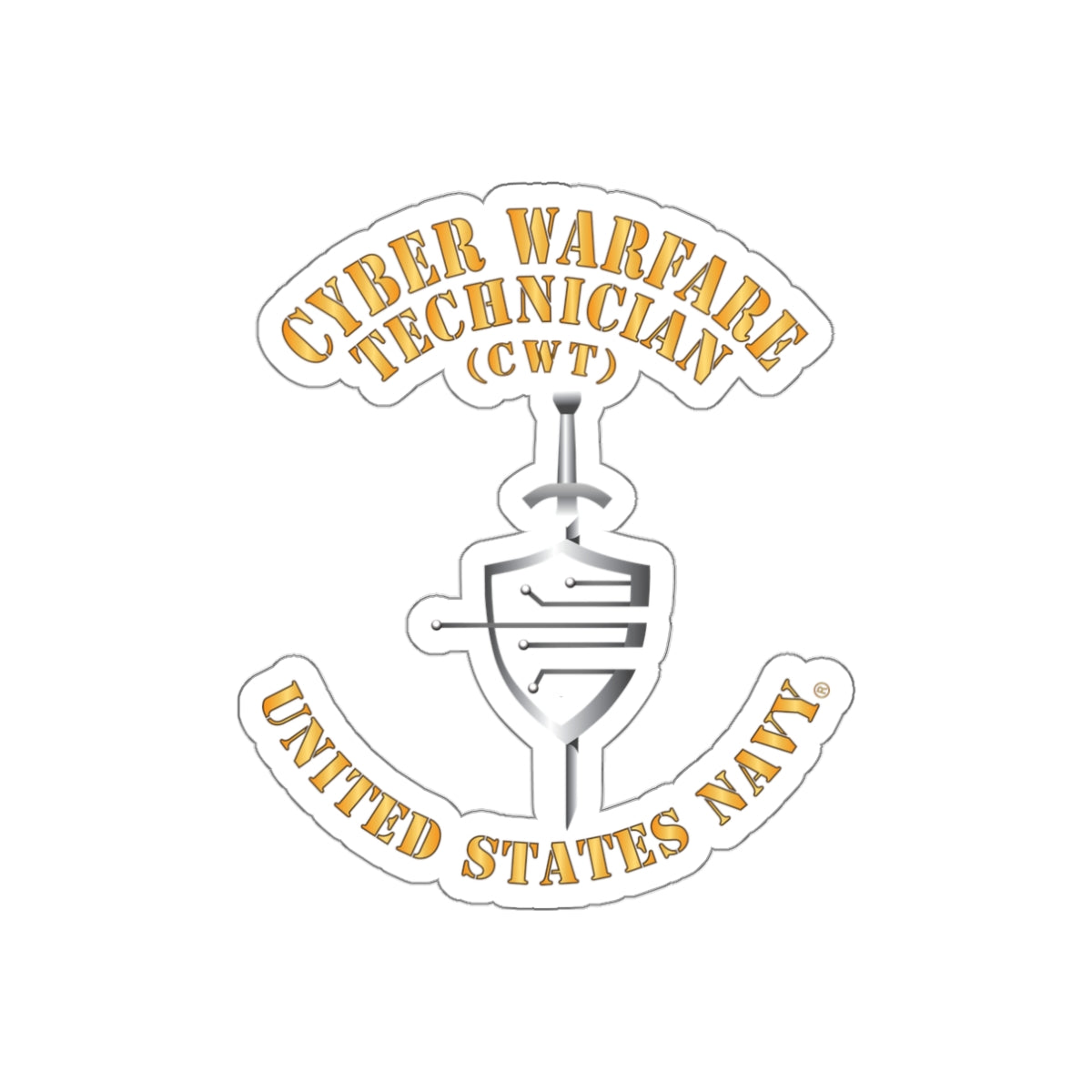 Die-Cut Vinyl Sticker - Navy - Rate - Cyber Warfare Technician (CWT)