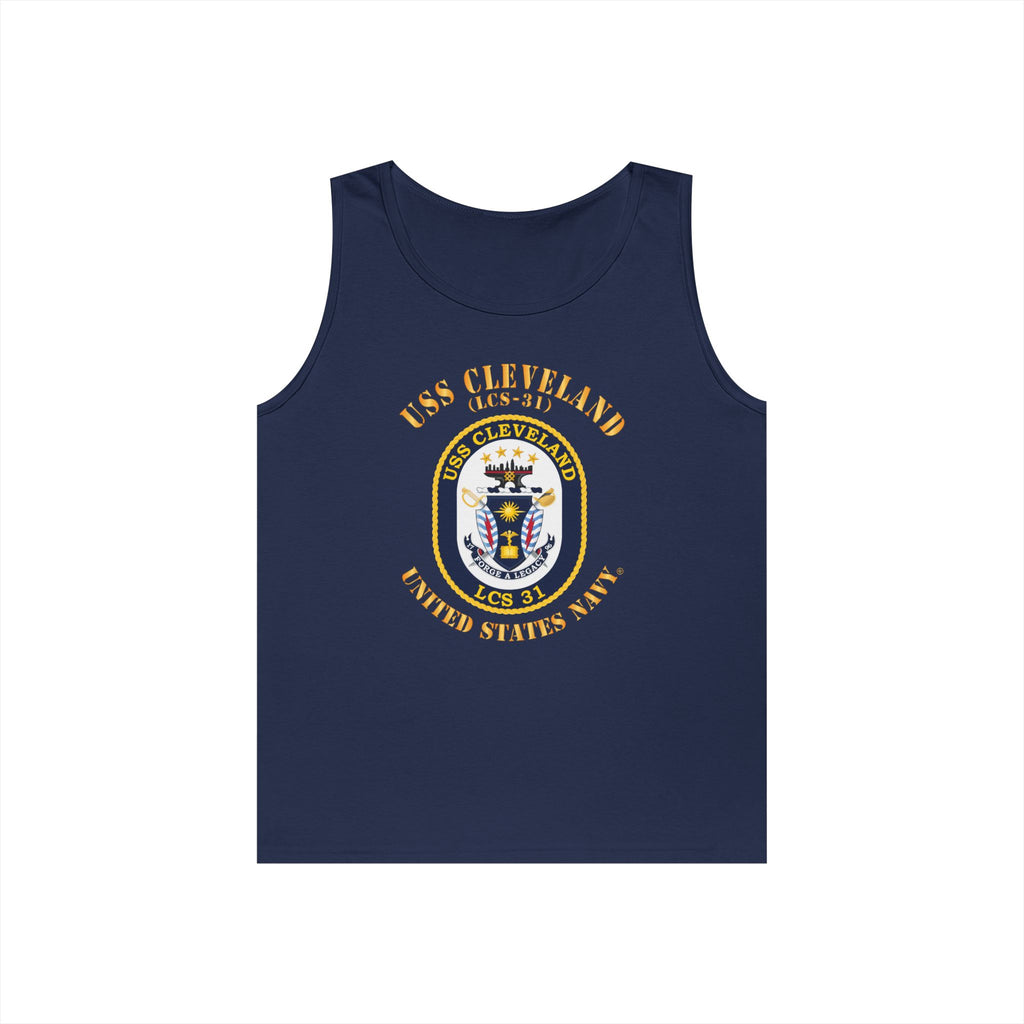 Unisex Heavy Cotton Tank Top - Navy - USS Cleveland (LCS-31)