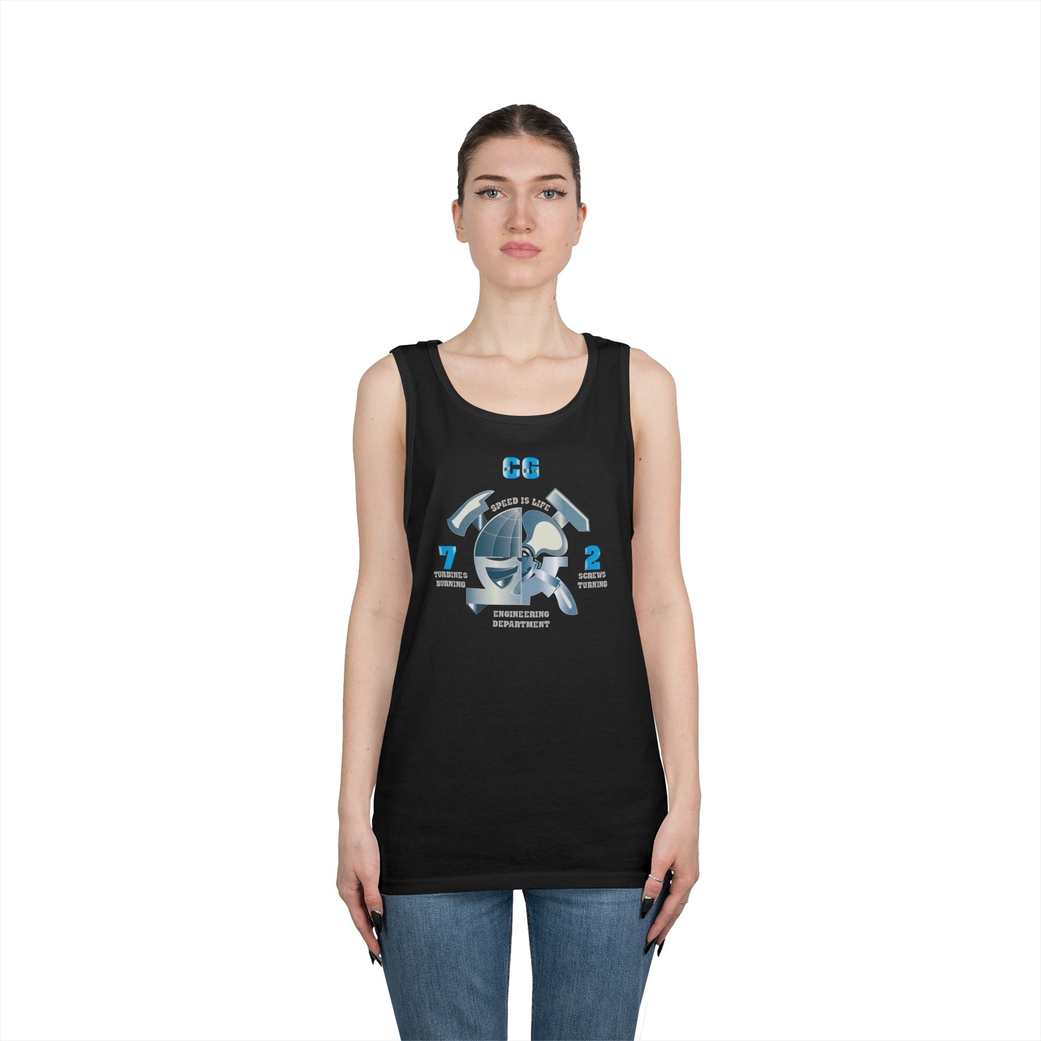 Unisex Heavy Cotton Tank Top - Navy - CG 72 - Engineering Department