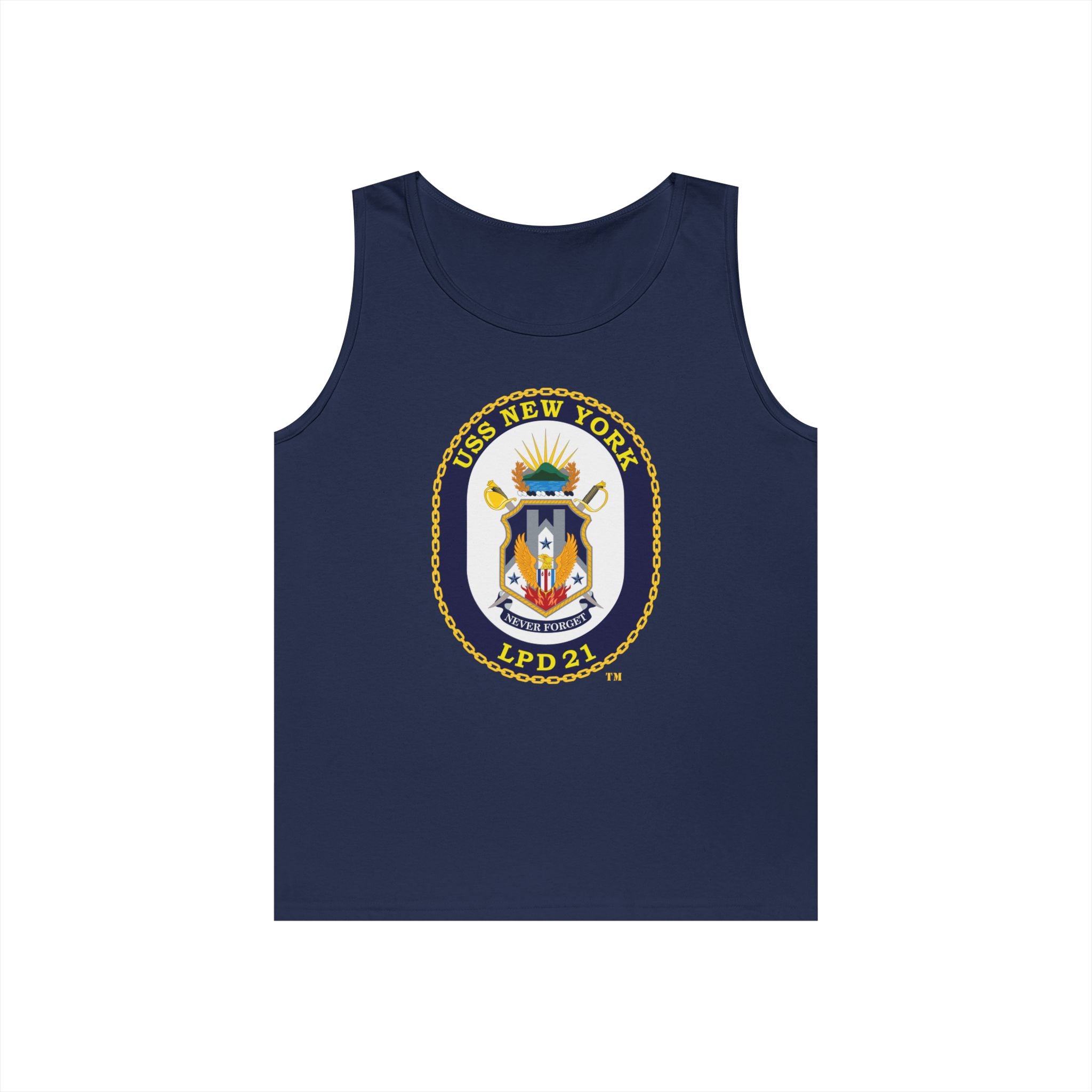Unisex Heavy Cotton Tank Top - Navy - USS New York (LPD-21) wo txt