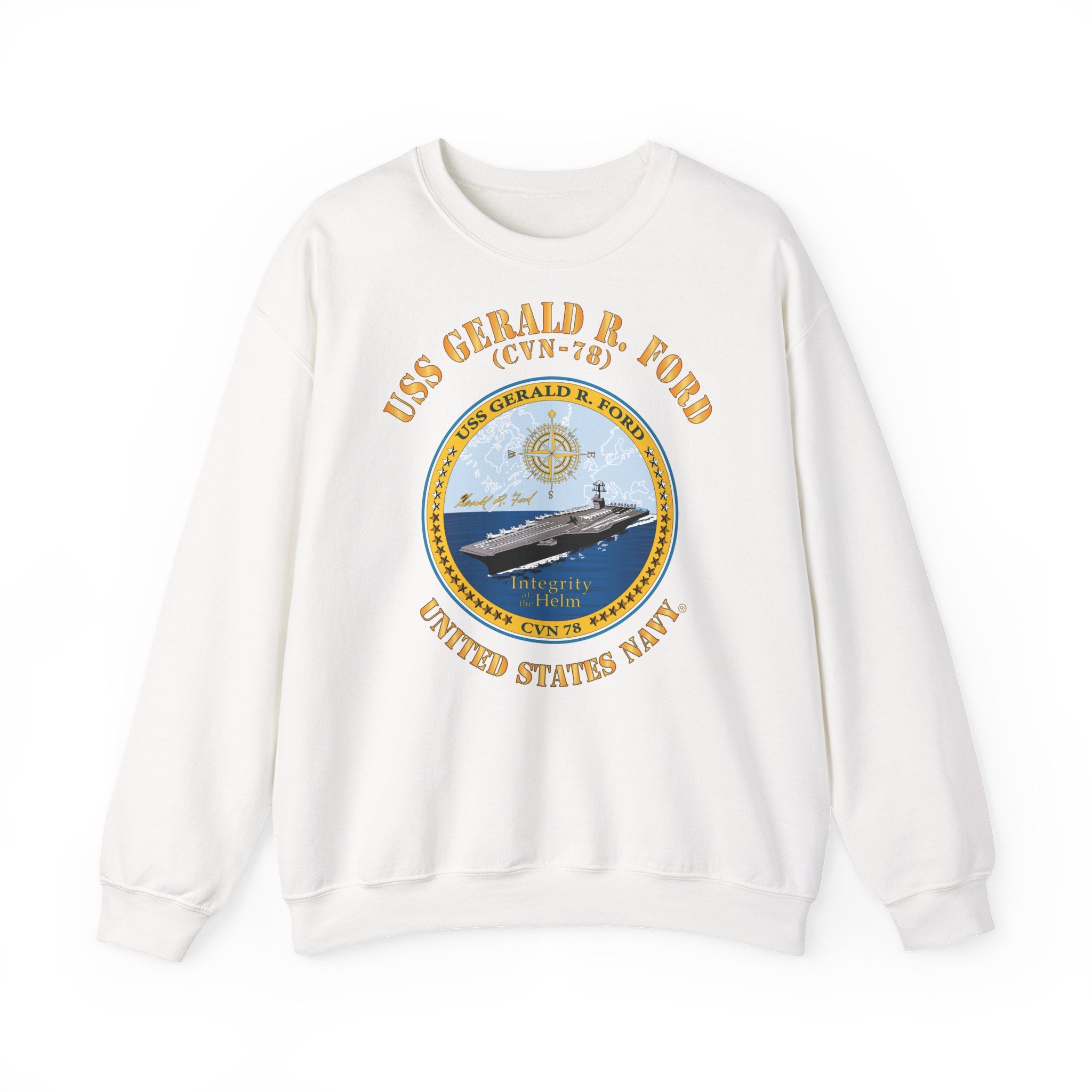 Unisex Heavy Blend™ Crewneck Sweatshirt - Navy - USS Gerald R. Ford (CVN-78)